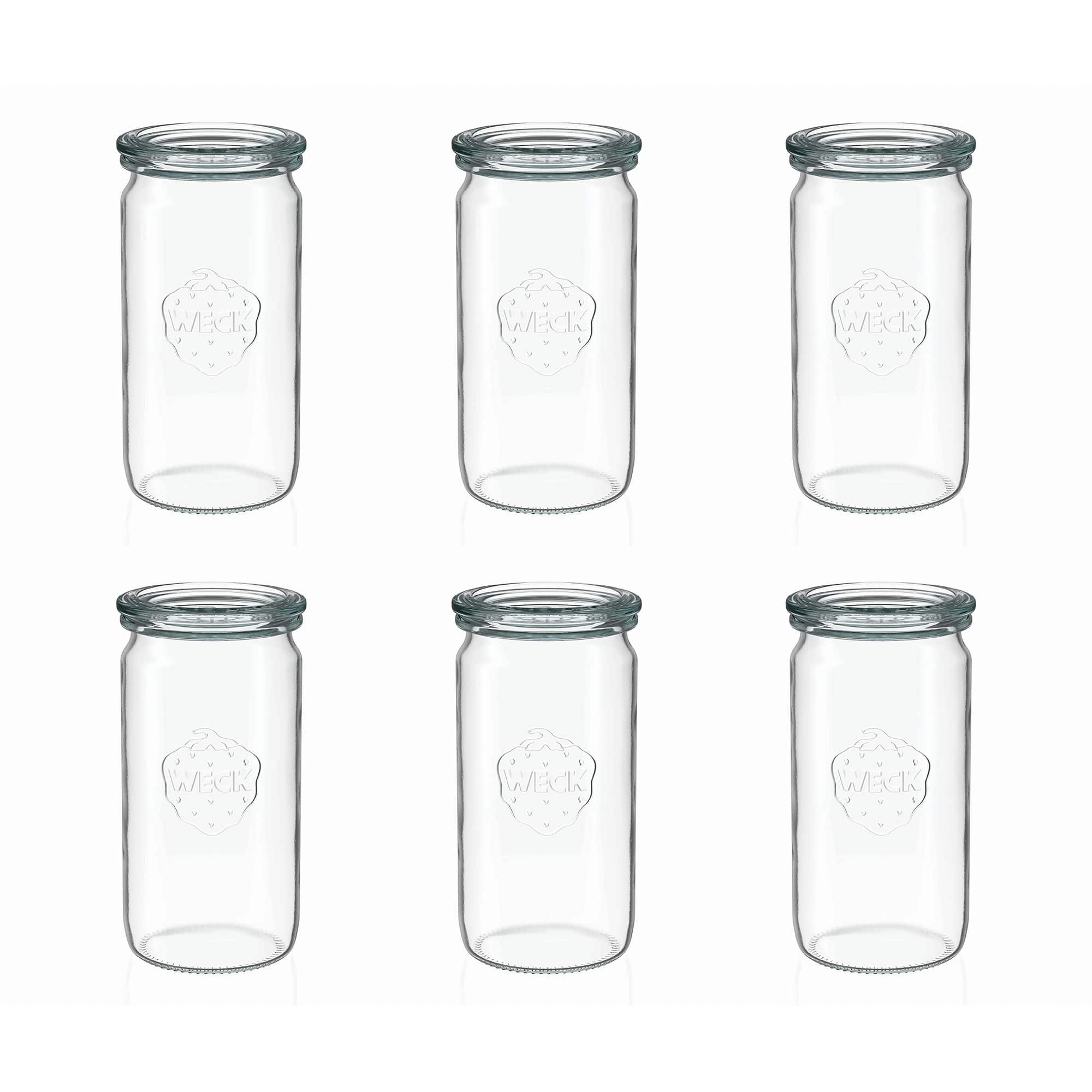 6x 340 ml WECK-Zylinderglas mit Glasdeckel RR 60