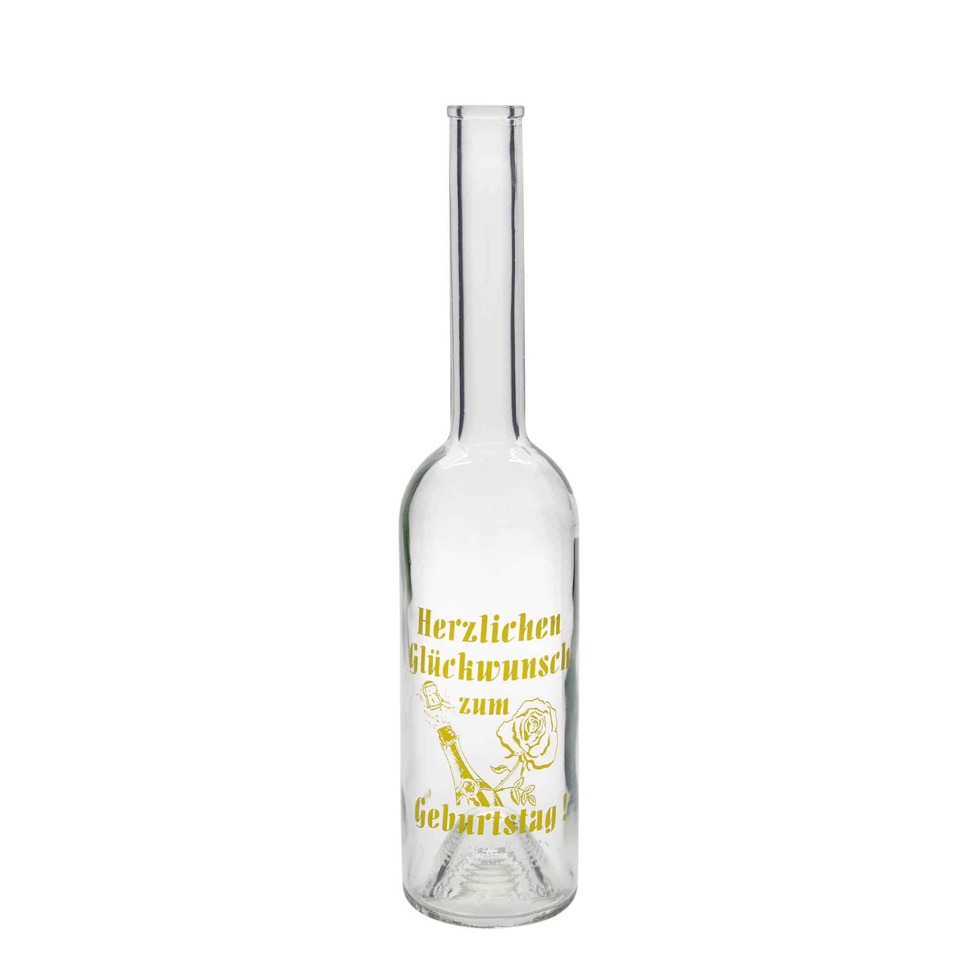 500 ml Glasflasche 'Opera', Motiv: Geburtstagsflasche, Mündung: Kork 500 ml Glasflasche 'Opera', Motiv: Geburtstagsflasche, Mündung: Kork