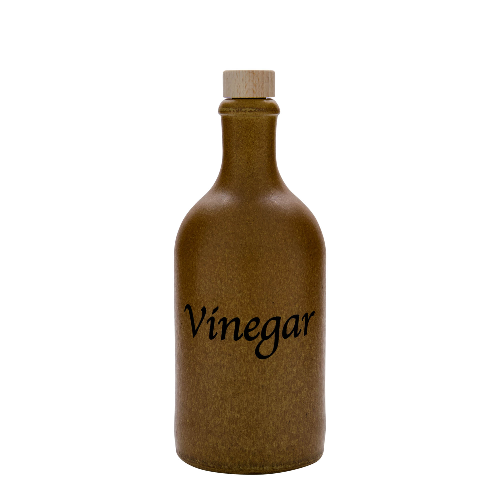 500 ml Tonkrug, Motiv: Vinegar, Steinzeug, braun-kristall, Mündung: Kork 500 ml Tonkrug, Motiv: Vinegar, Steinzeug, braun-kristall, Mündung: Kork