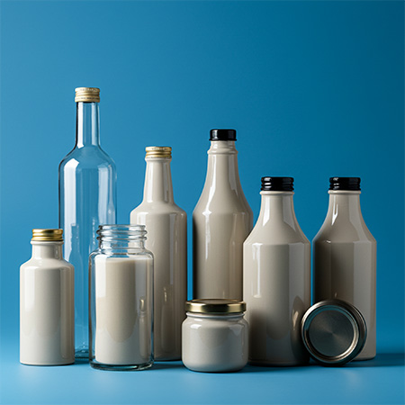 Lebensmittel Stimmungsbild: gefüllte Flaschen und Gläser