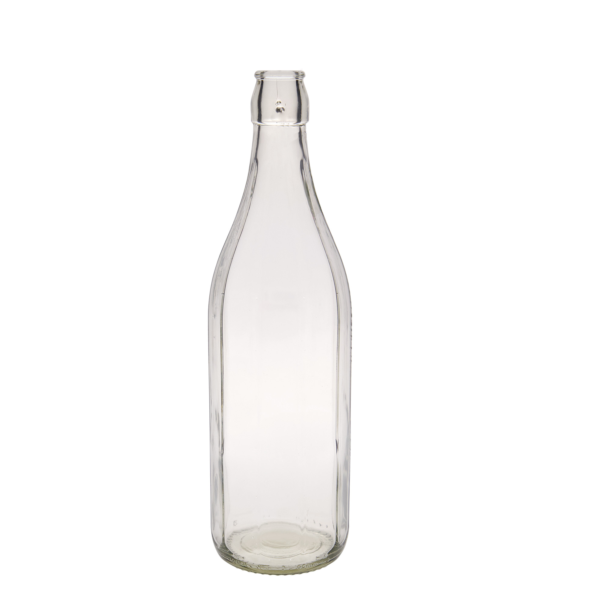1.000 ml Glasflasche 'Bravo', zehneckig, Mündung: Bügelverschluss