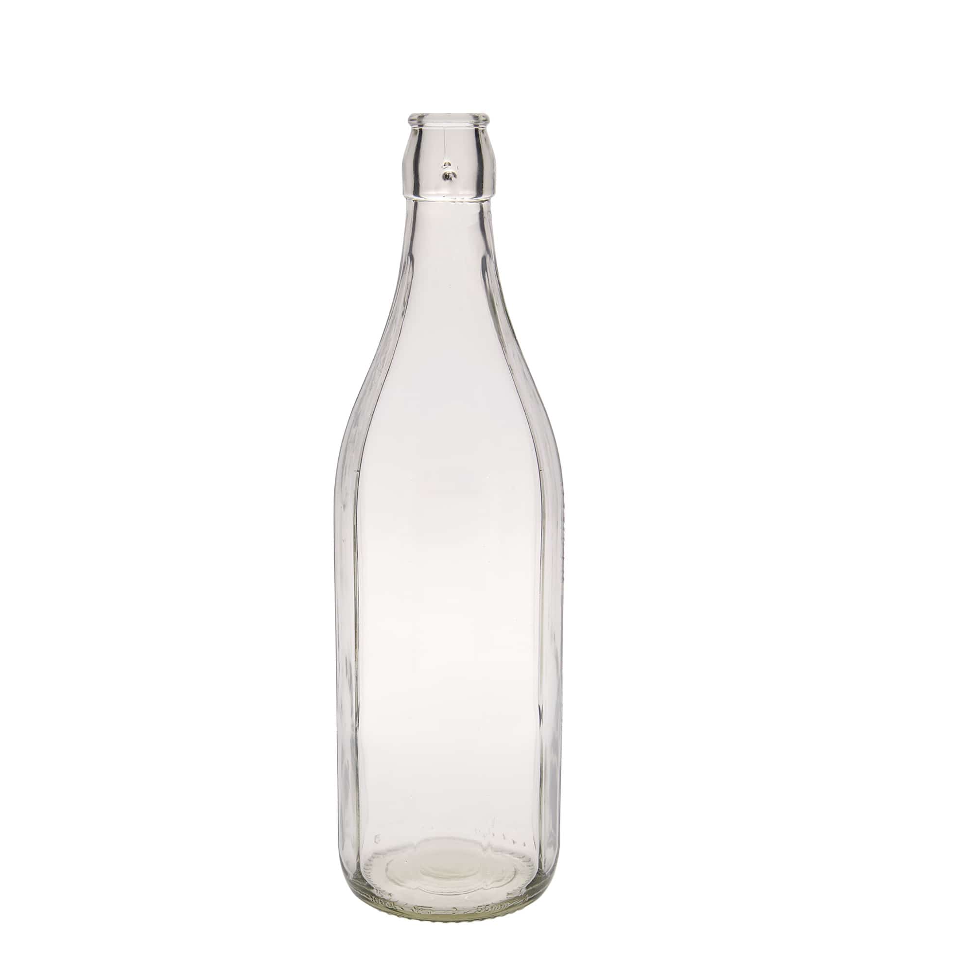1.000 ml Glasflasche «Bravo», zehneckig, Mündung: Bügelverschluss