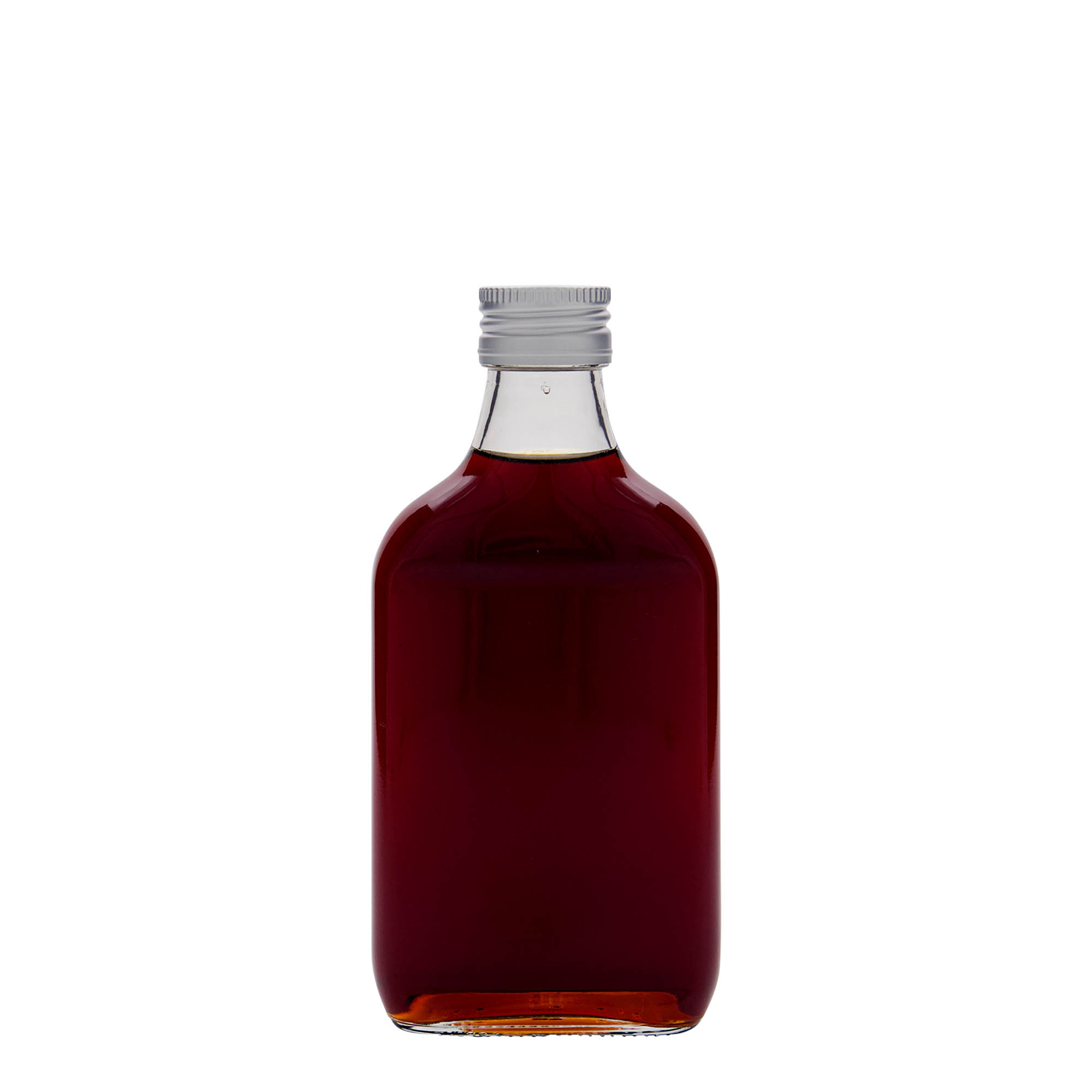 200 ml Taschenflasche, rechteckig, Glas, Mündung: PP 28 200 ml Taschenflasche, rechteckig, Glas, Mündung: PP 28