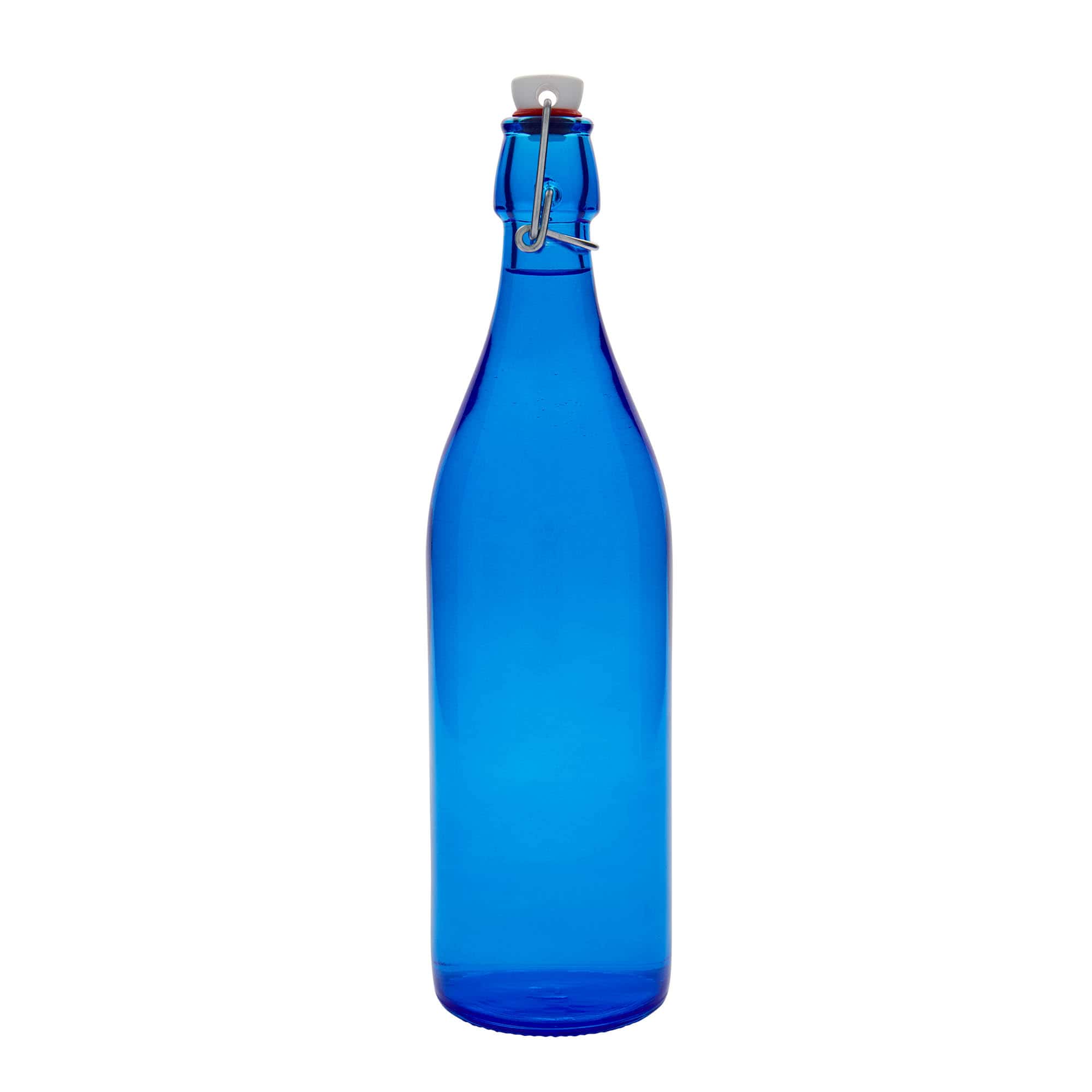 1.000 ml Glasflasche «Giara», blau, Mündung: Bügelverschluss