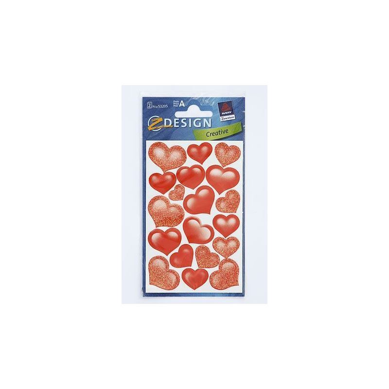Zweckform Sticker «Glitzerherzen», Herz, Papier, rot