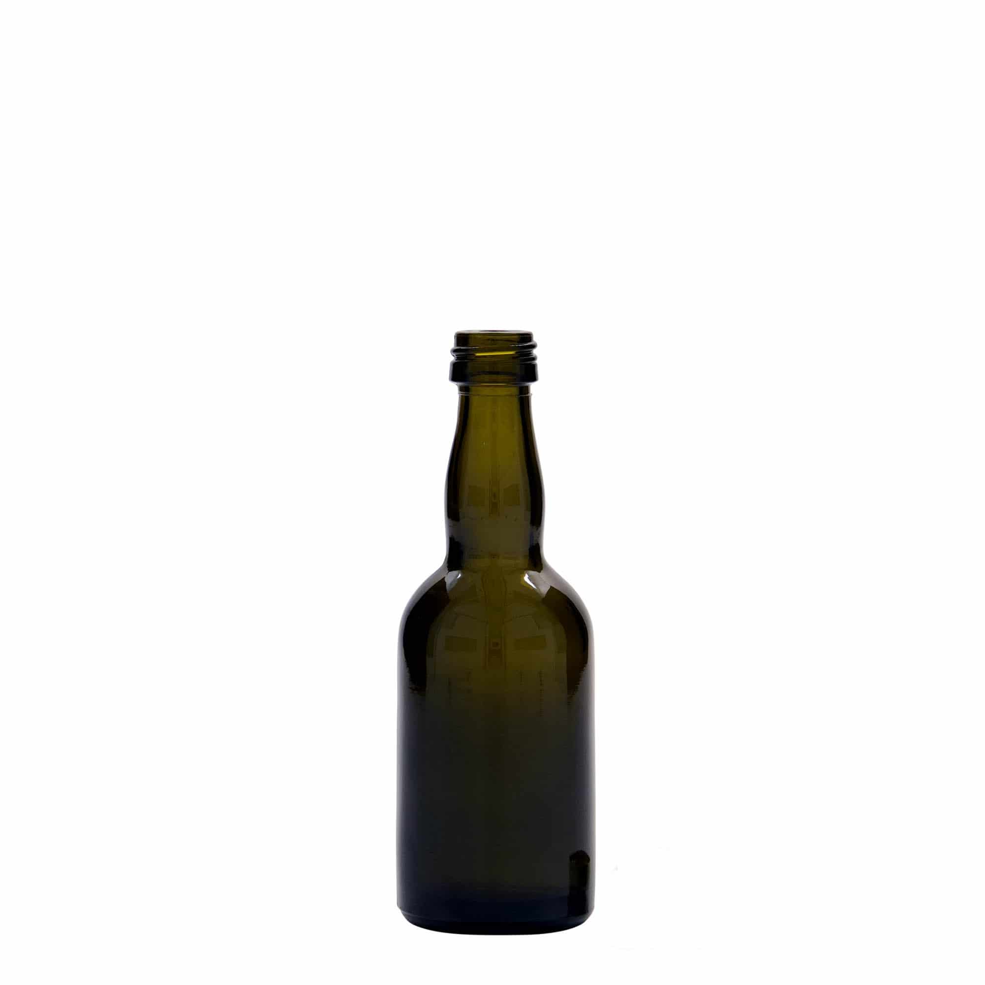 50 ml Glasflasche «Proba», antikgrün, Mündung: PP 18