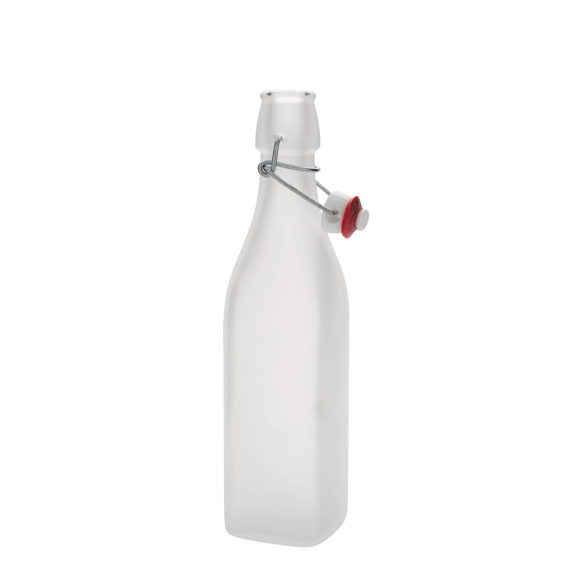 500 ml Glasflasche «Swing», quadratisch, weiss, Mündung: Bügelverschluss