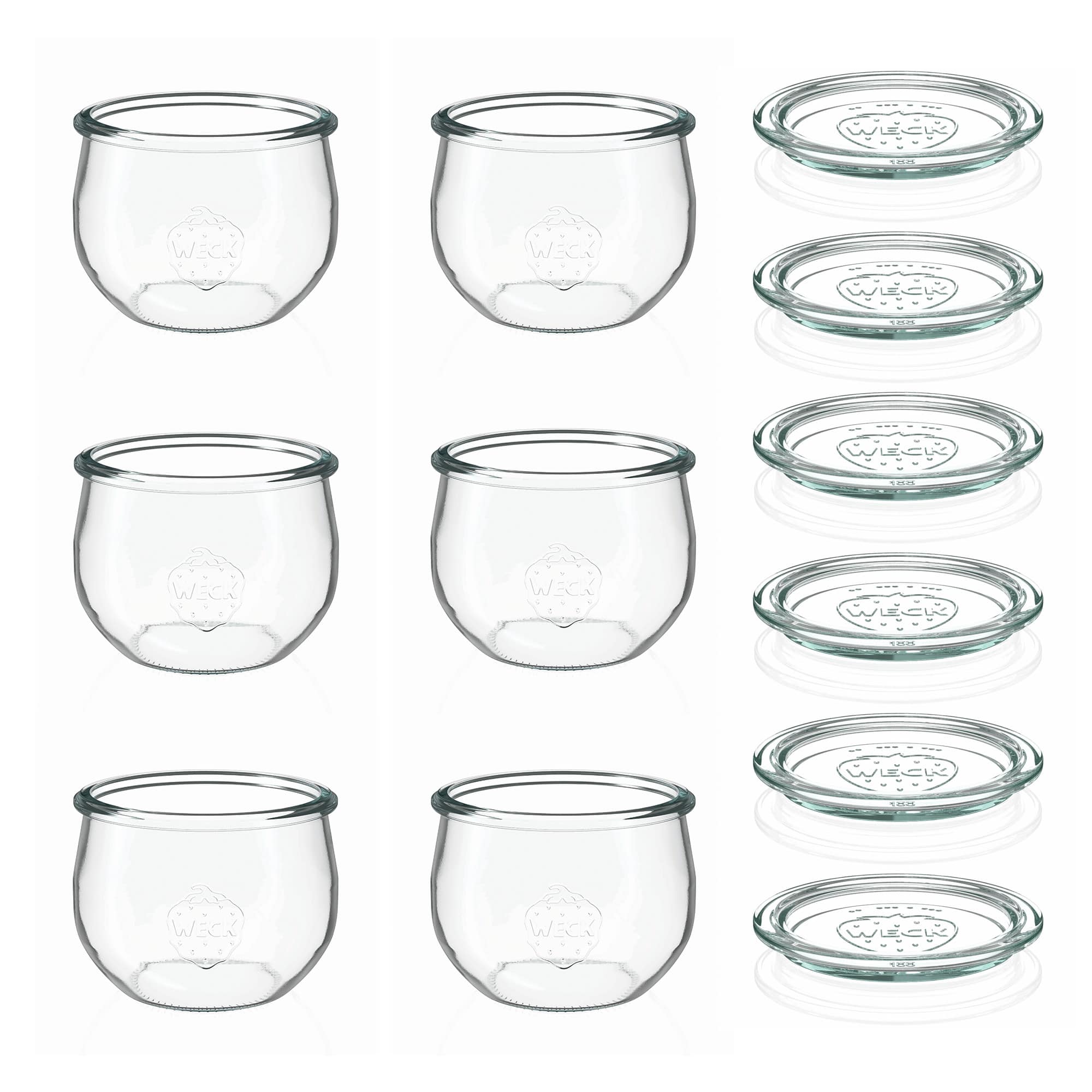 6x 580 ml WECK-Tulpenglas mit Glasdeckel RR 100