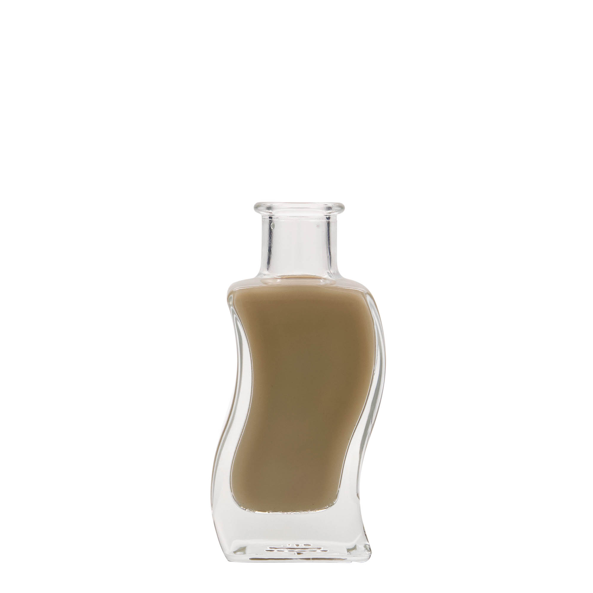 100 ml Glasflasche «Welle», quadratisch, Mündung: Kork