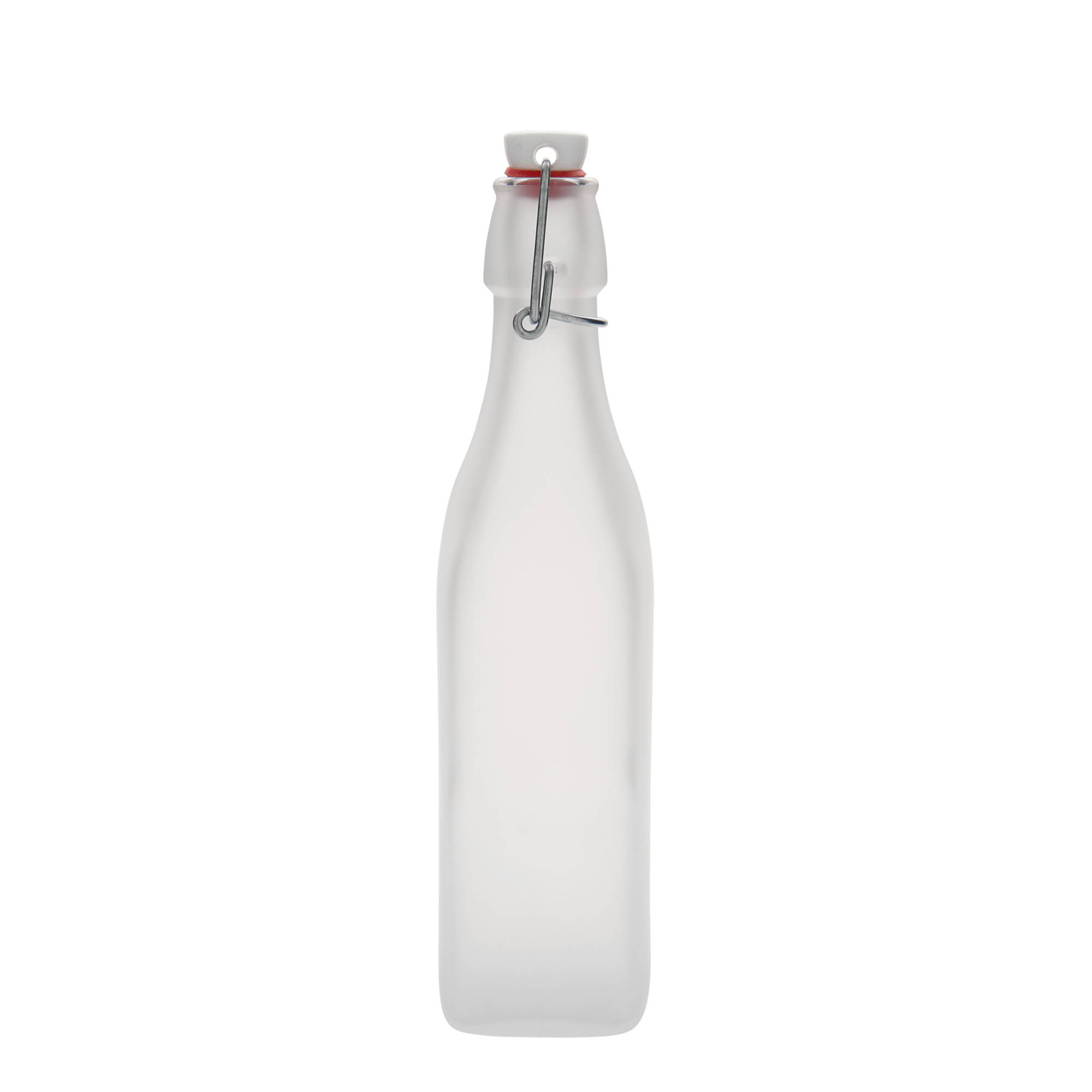 500 ml Glasflasche 'Swing, quadratisch, weiß, Mündung: Bügelverschluss 500 ml Glasflasche 'Swing, quadratisch, weiß, Mündung: Bügelverschluss