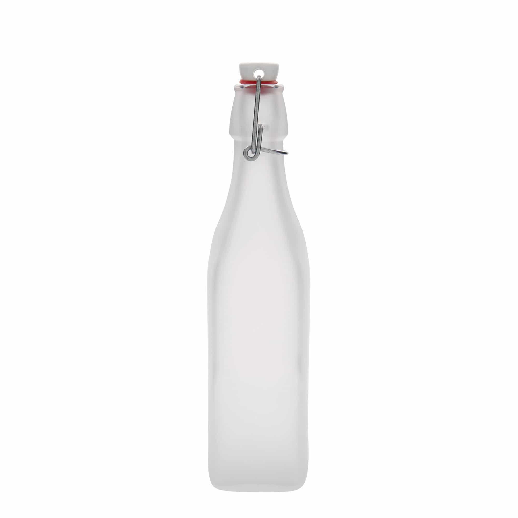 500 ml Glasflasche «Swing», quadratisch, weiss, Mündung: Bügelverschluss