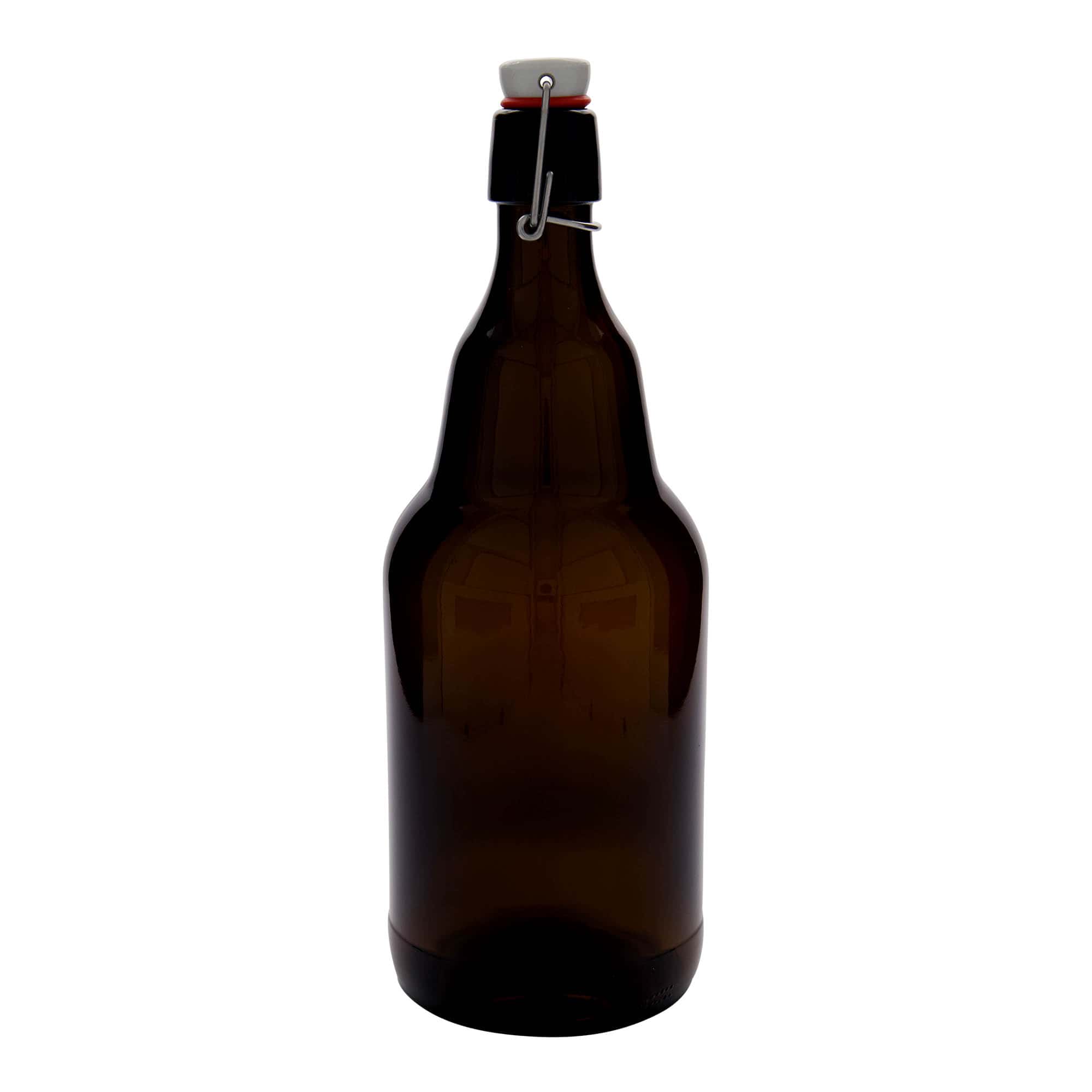 2.000 ml Bierflasche, Glas, braun, Mündung: Bügelverschluss