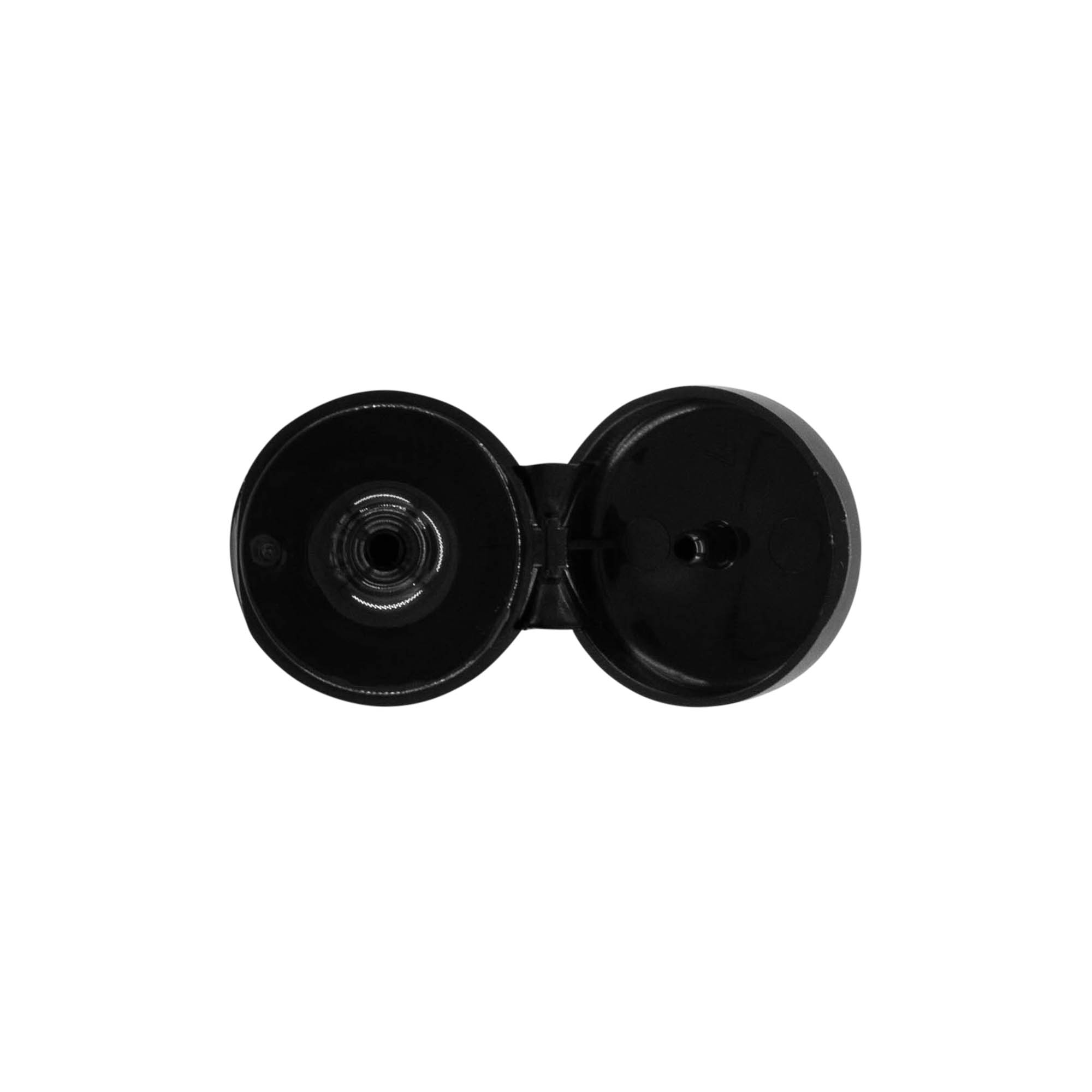 Schraubverschluss Klappscharnier, PP-Kunststoff, schwarz, für Mündung: 20/410