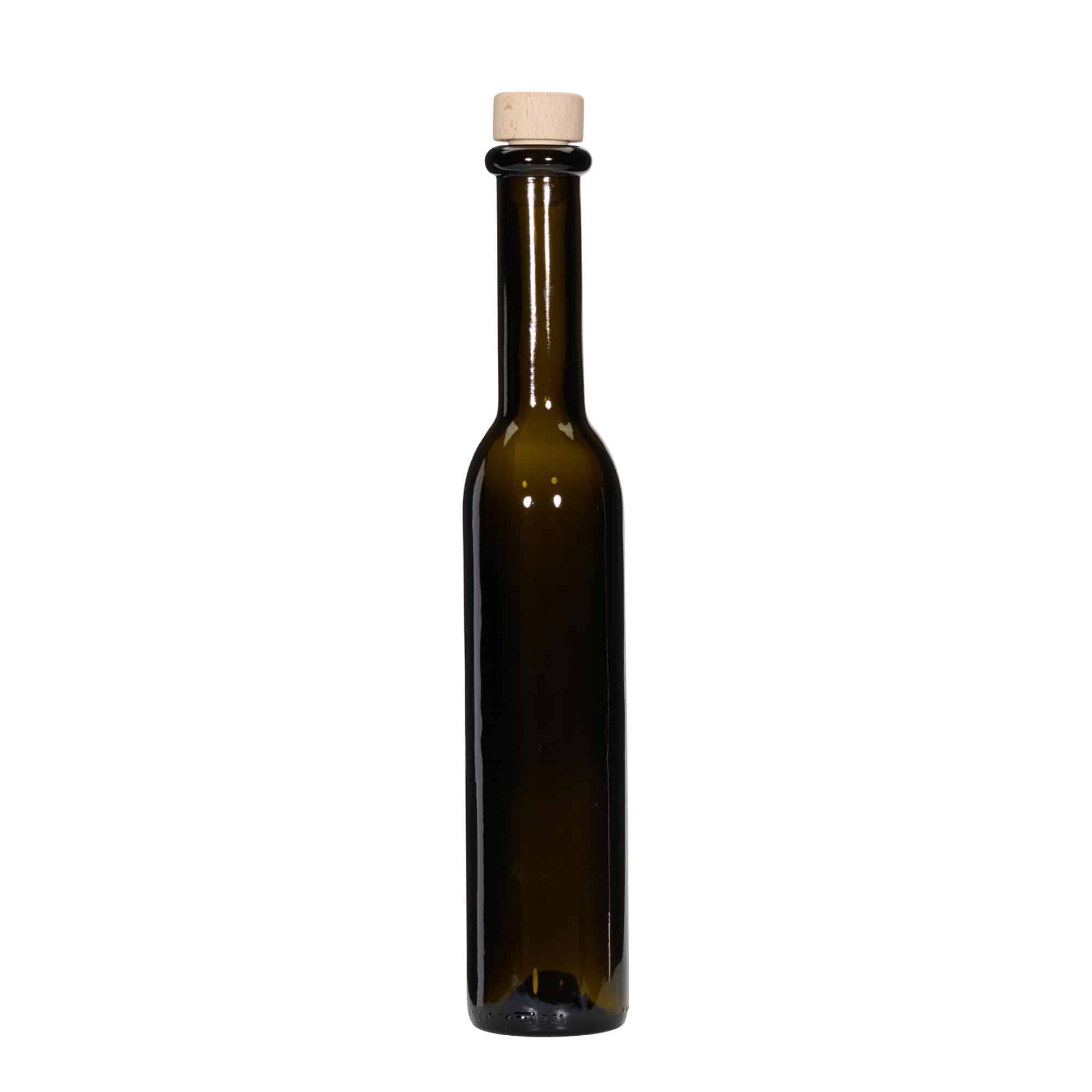 250 ml Glasflasche 'Rocky', antikgrün, Mündung: Kork