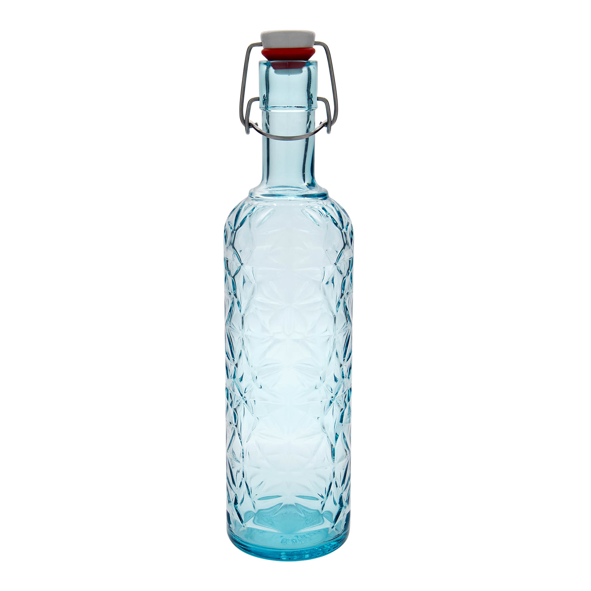 1.000 ml Glasflasche 'Oriente', azurblau, Mündung: Bügelverschluss 1.000 ml Glasflasche 'Oriente', azurblau, Mündung: Bügelverschluss