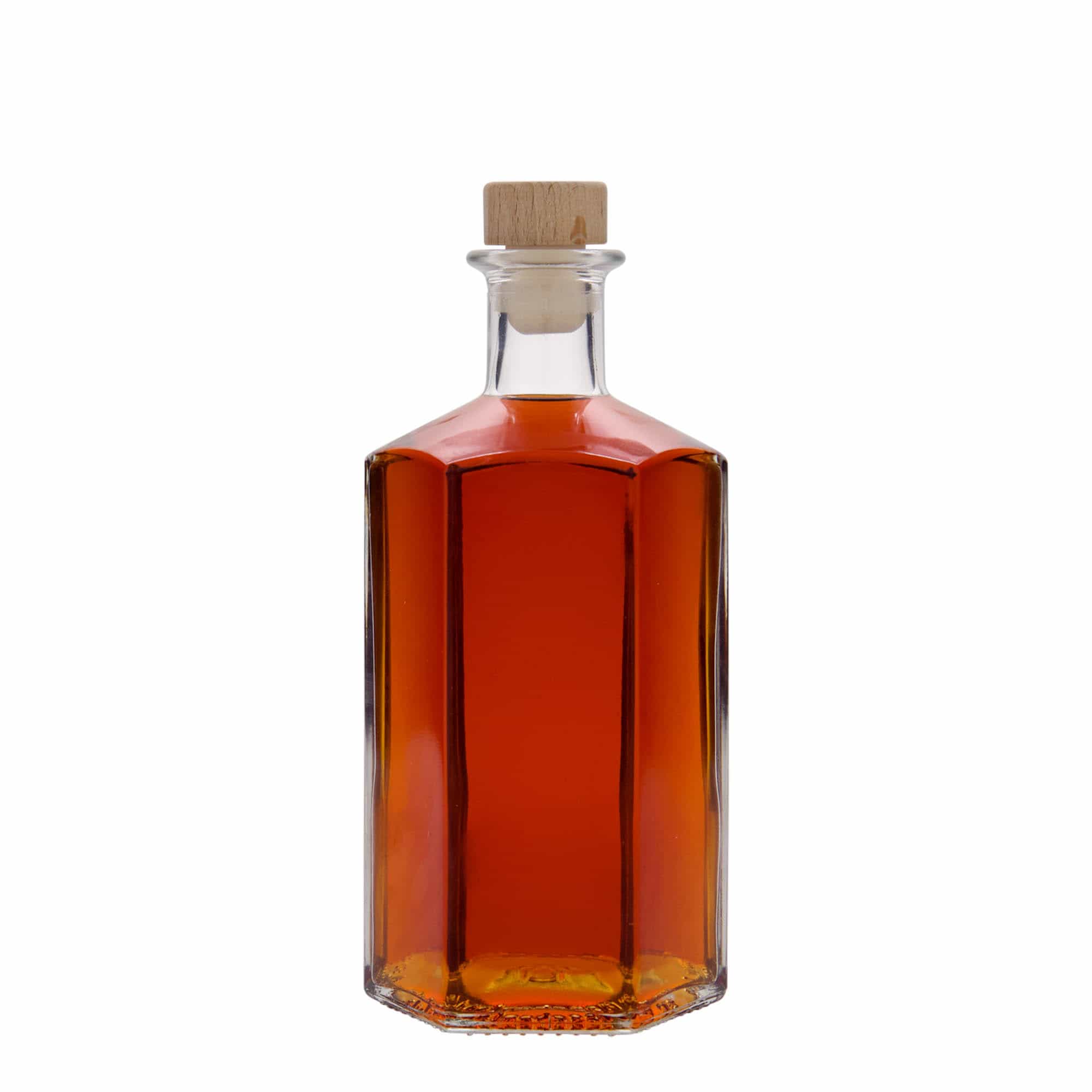 500 ml Glasflasche Apotheker «Jimmy», sechseckig, Mündung: Kork