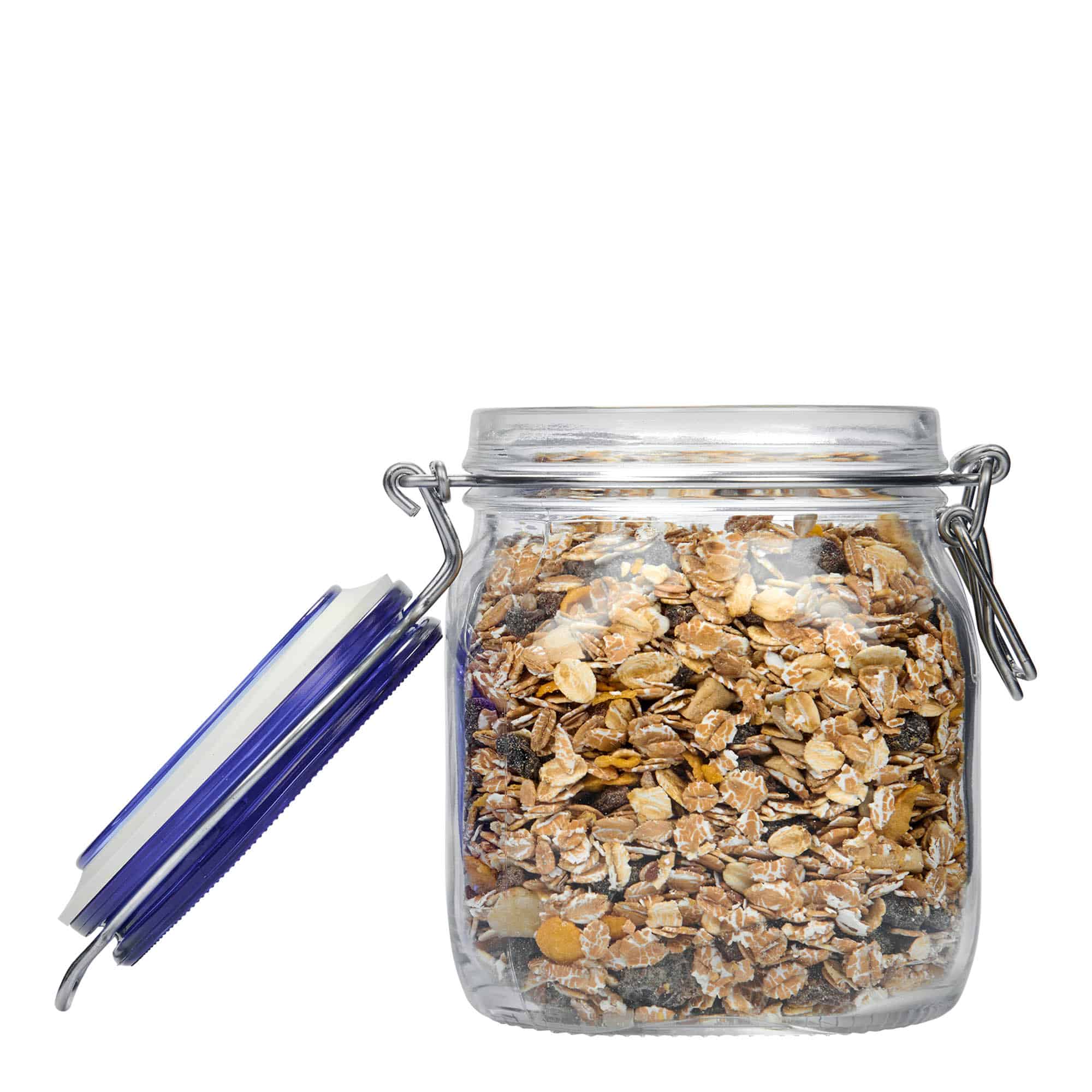 750 ml Drahtbügelglas 'Fido' Blue Top, quadratisch, Mündung: Drahtbügelverschluss 750 ml Drahtbügelglas 'Fido' Blue Top, quadratisch, Mündung: Drahtbügelverschluss