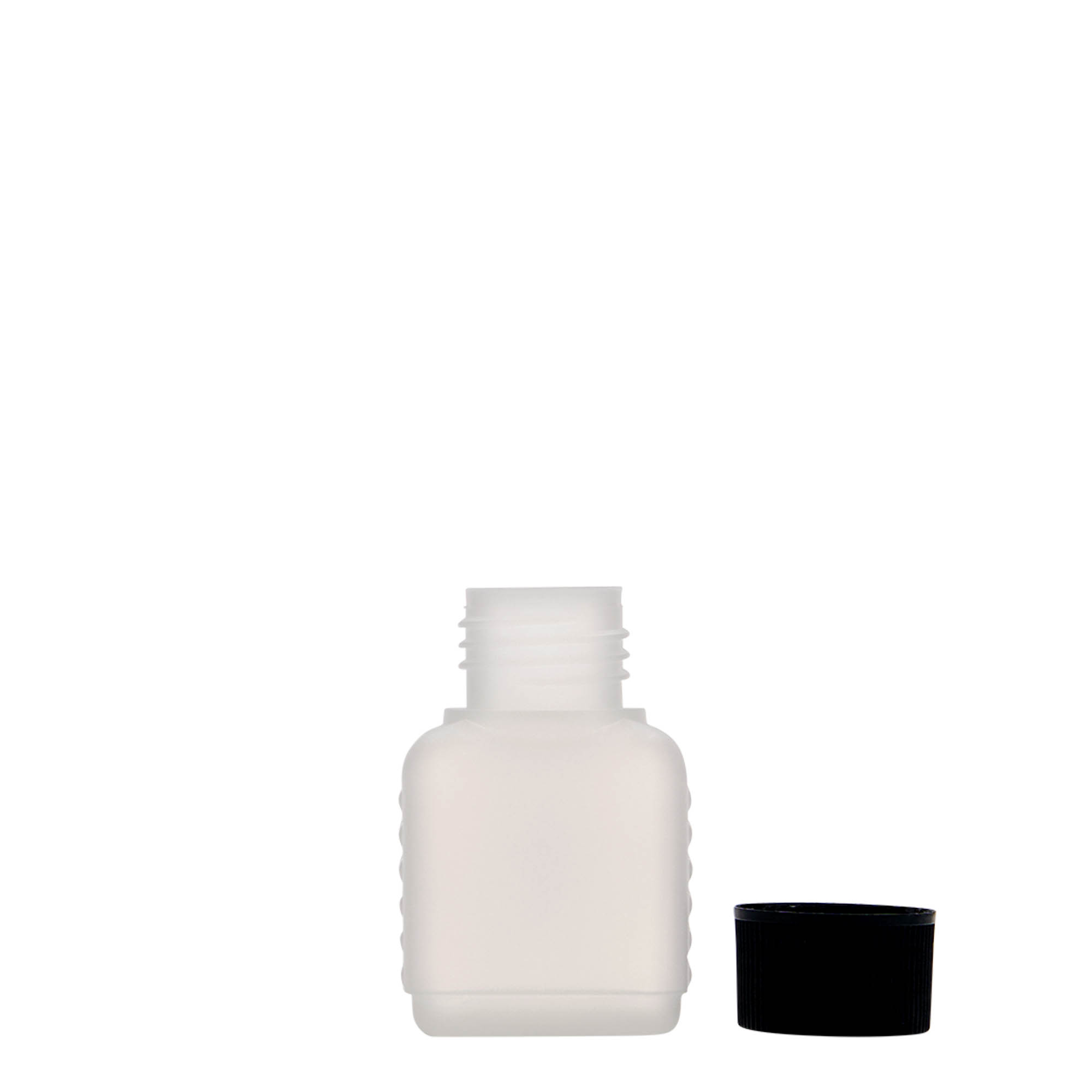 50 ml Kanisterflasche, rechteckig, HDPE-Kunststoff, natur, Mündung: DIN 25 50 ml Kanisterflasche, rechteckig, HDPE-Kunststoff, natur, Mündung: DIN 25