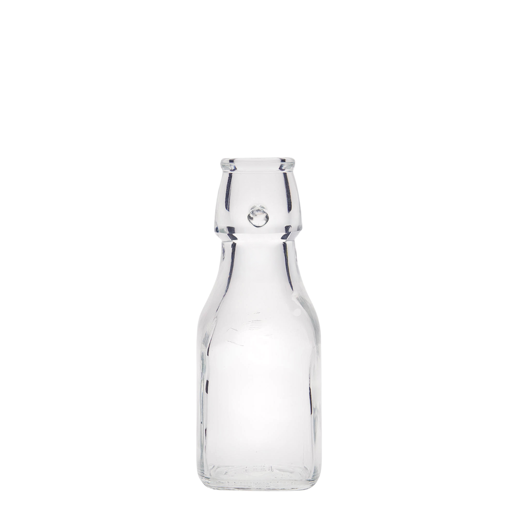 125 ml Glasflasche «Swing», quadratisch, Mündung: Bügelverschluss 125 ml Glasflasche «Swing», quadratisch, Mündung: Bügelverschluss
