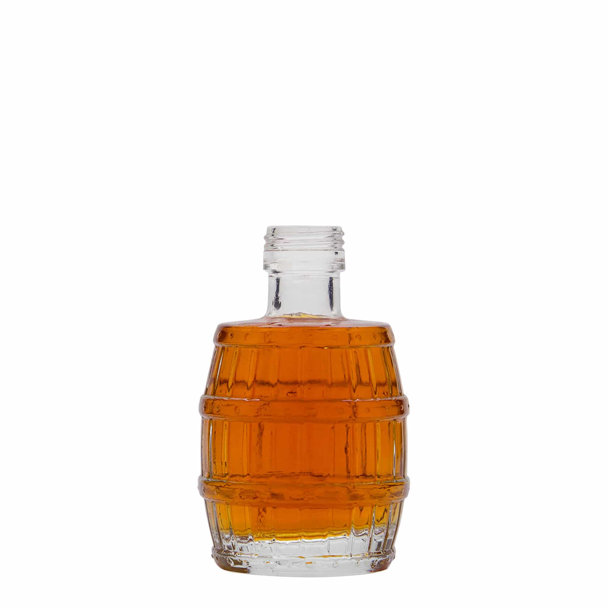 100 ml Glasflasche «Fass», Mündung: PP 24