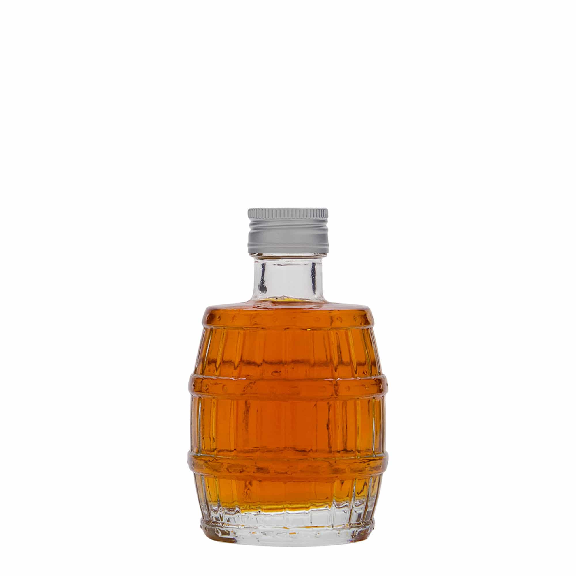 100 ml Glasflasche «Fass», Mündung: PP 24