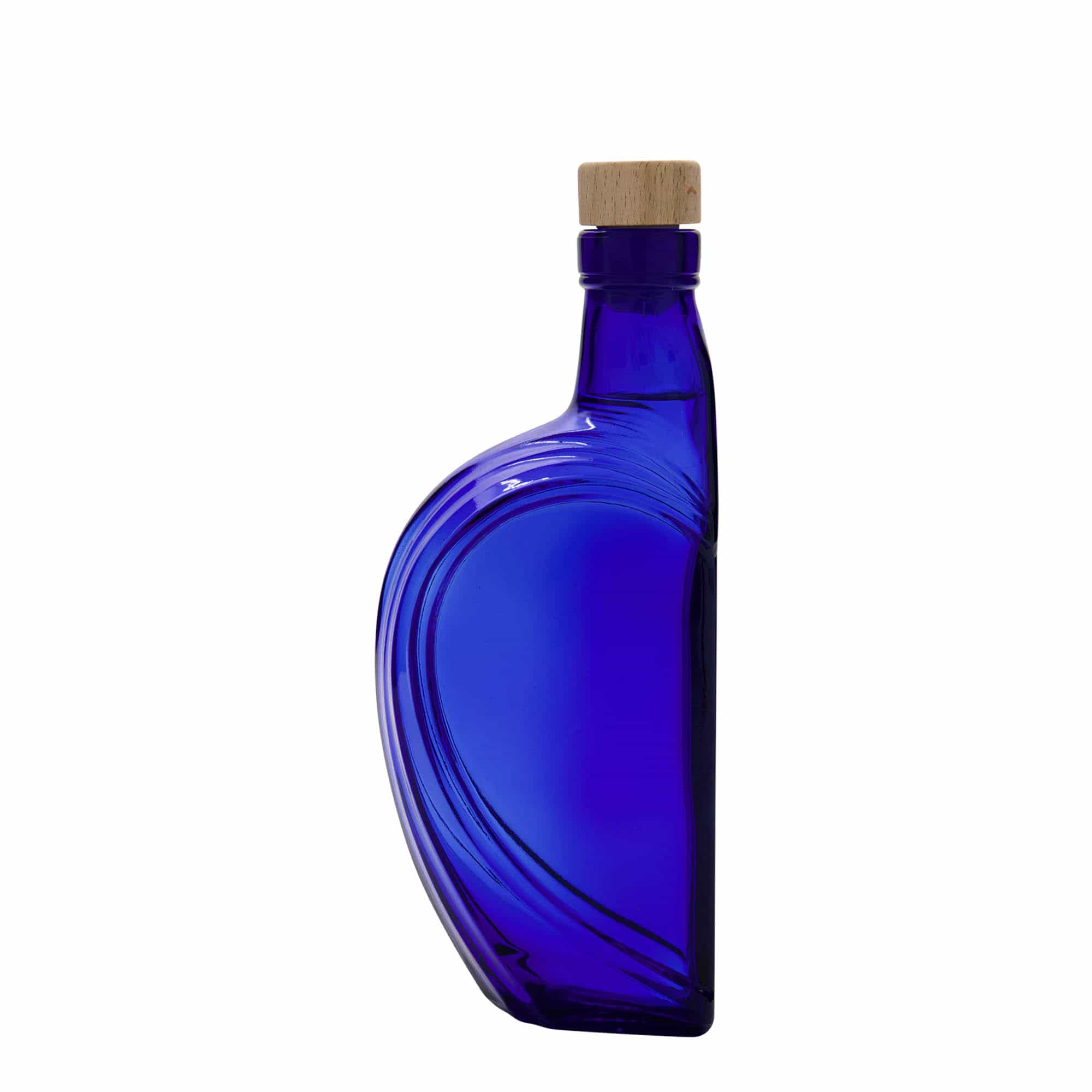 375 ml Glasflasche «Sweethearts», rechteckig, royalblau, Mündung: Kork
