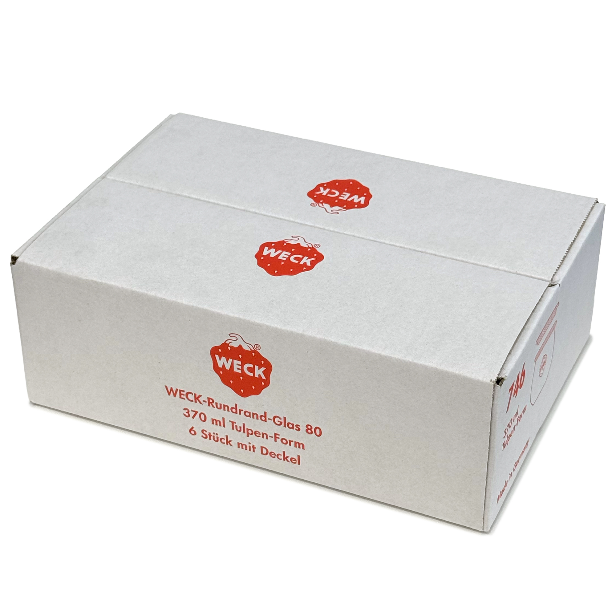 6x 370 ml WECK-Tulpenglas mit Glasdeckel RR 80