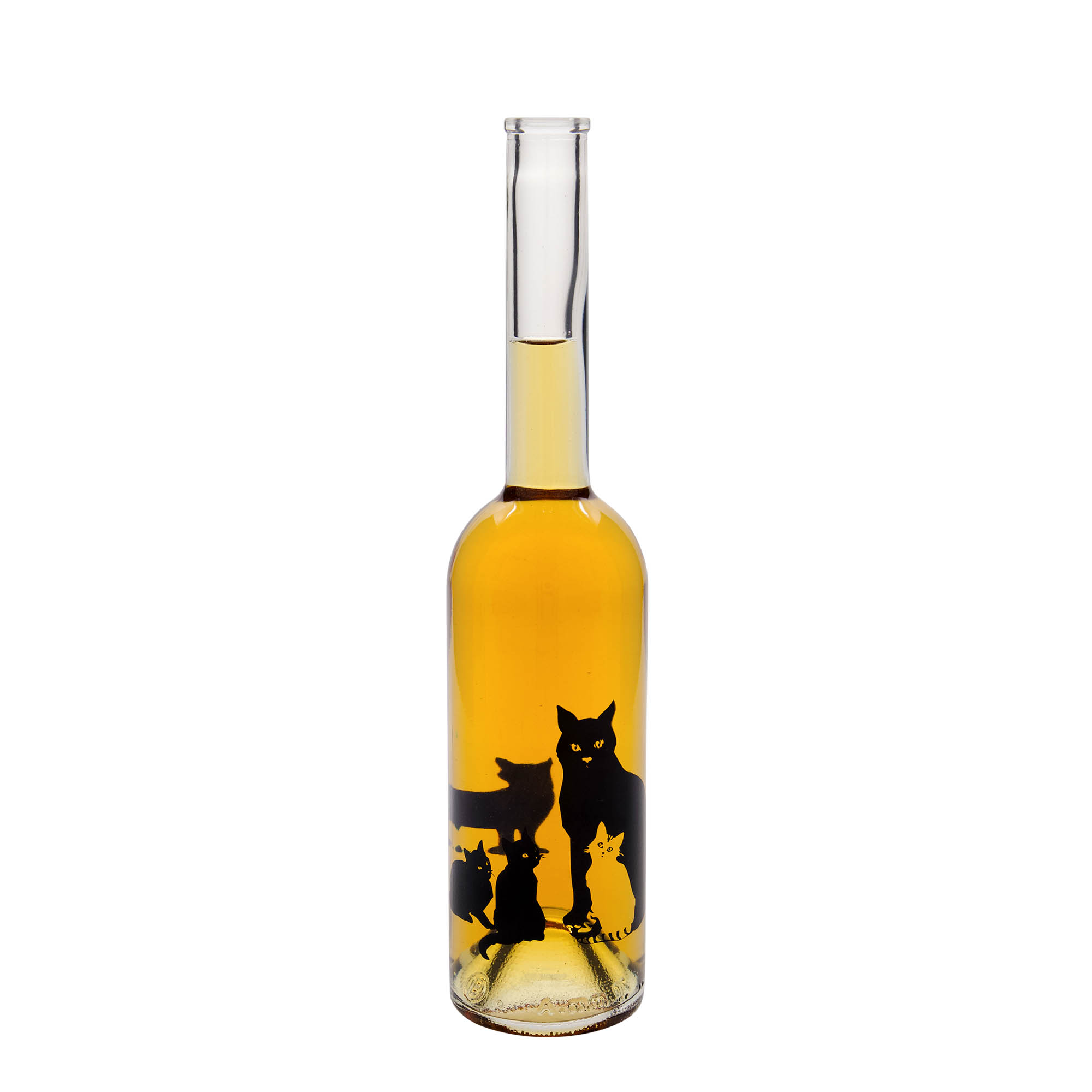 500 ml Glasflasche «Opera», Motiv: Katzen, Mündung: Kork