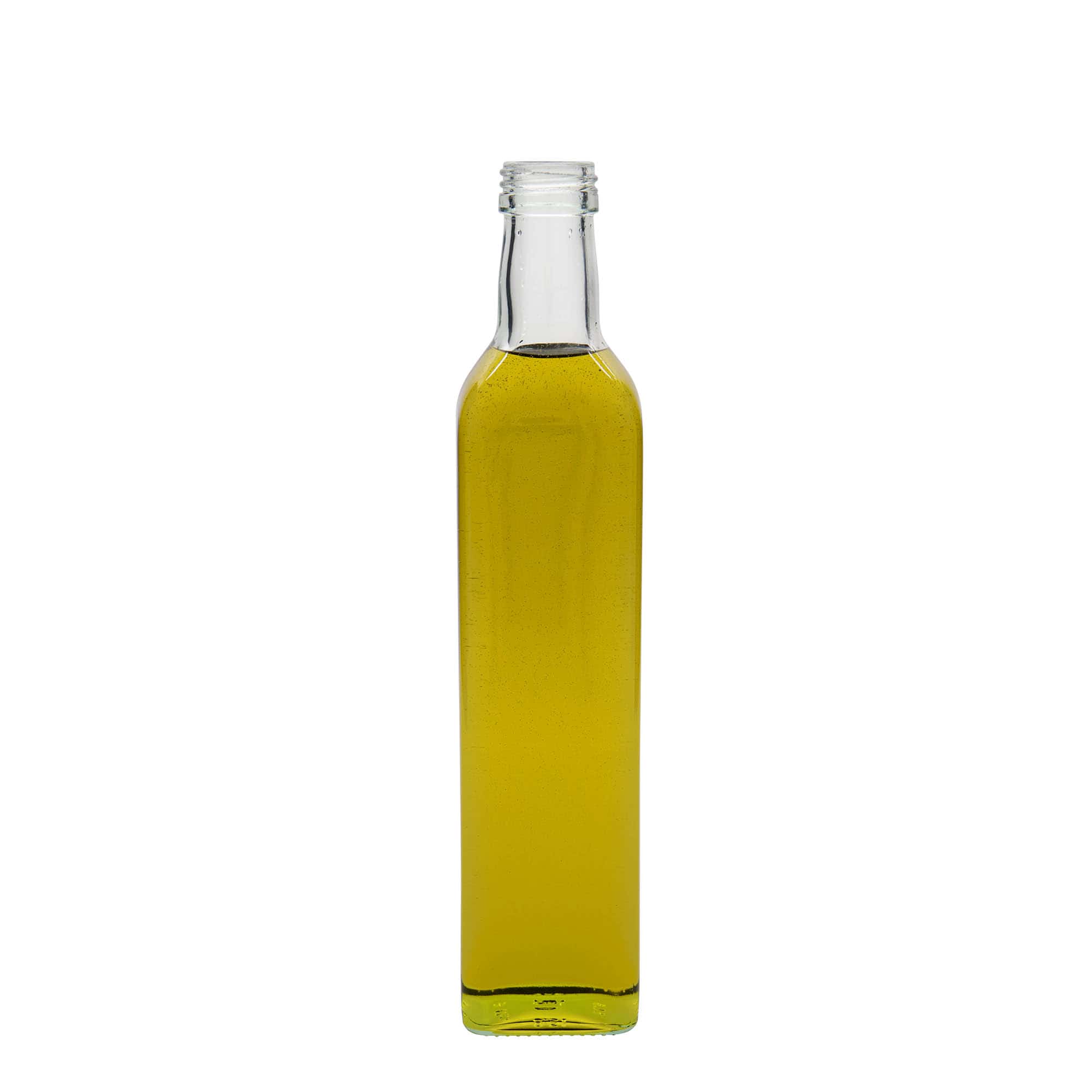 500 ml Glasflasche 'Marasca', quadratisch, Mündung: PP 31,5 500 ml Glasflasche 'Marasca', quadratisch, Mündung: PP 31,5