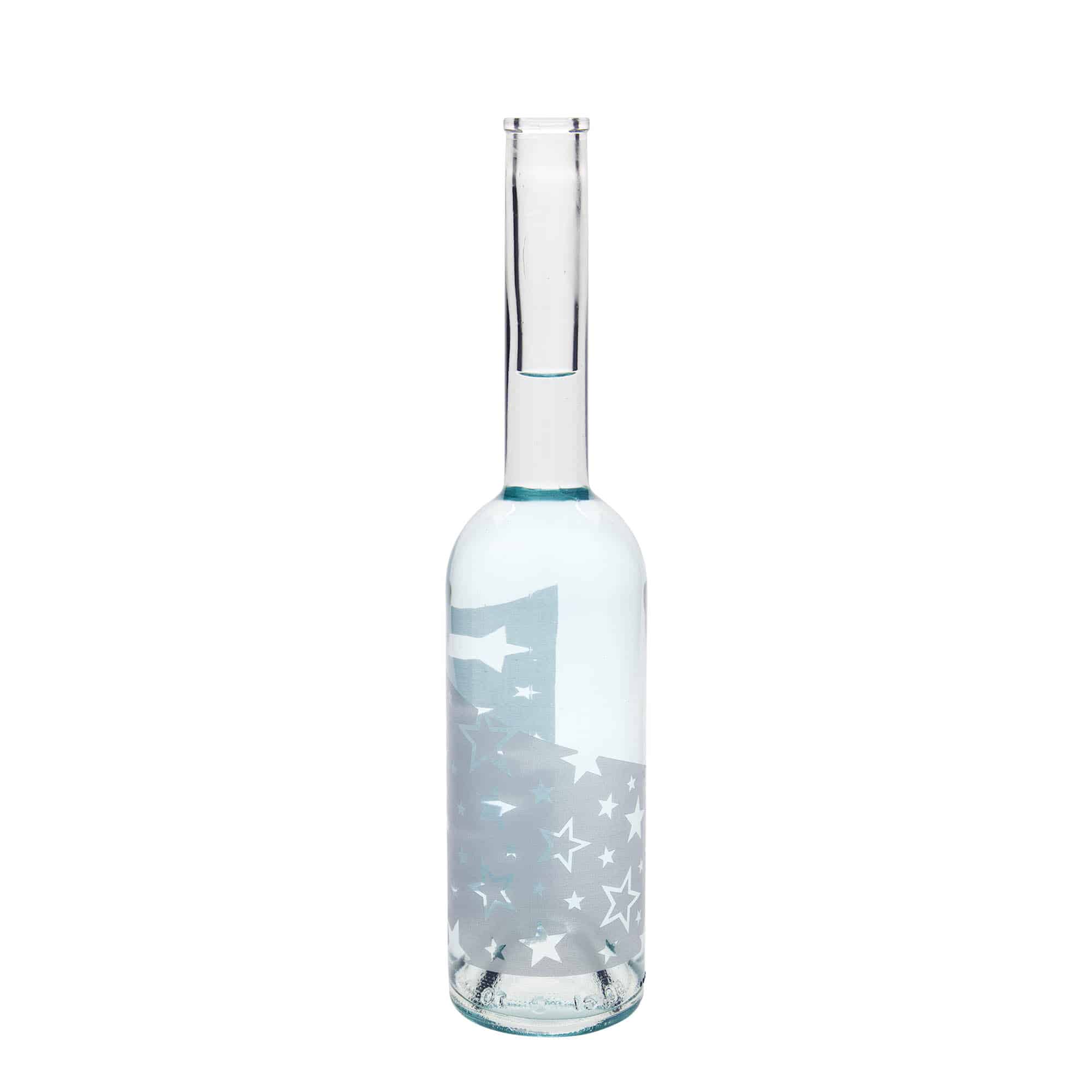 500 ml Glasflasche «Opera», Motiv: Silbersterne, Mündung: Kork