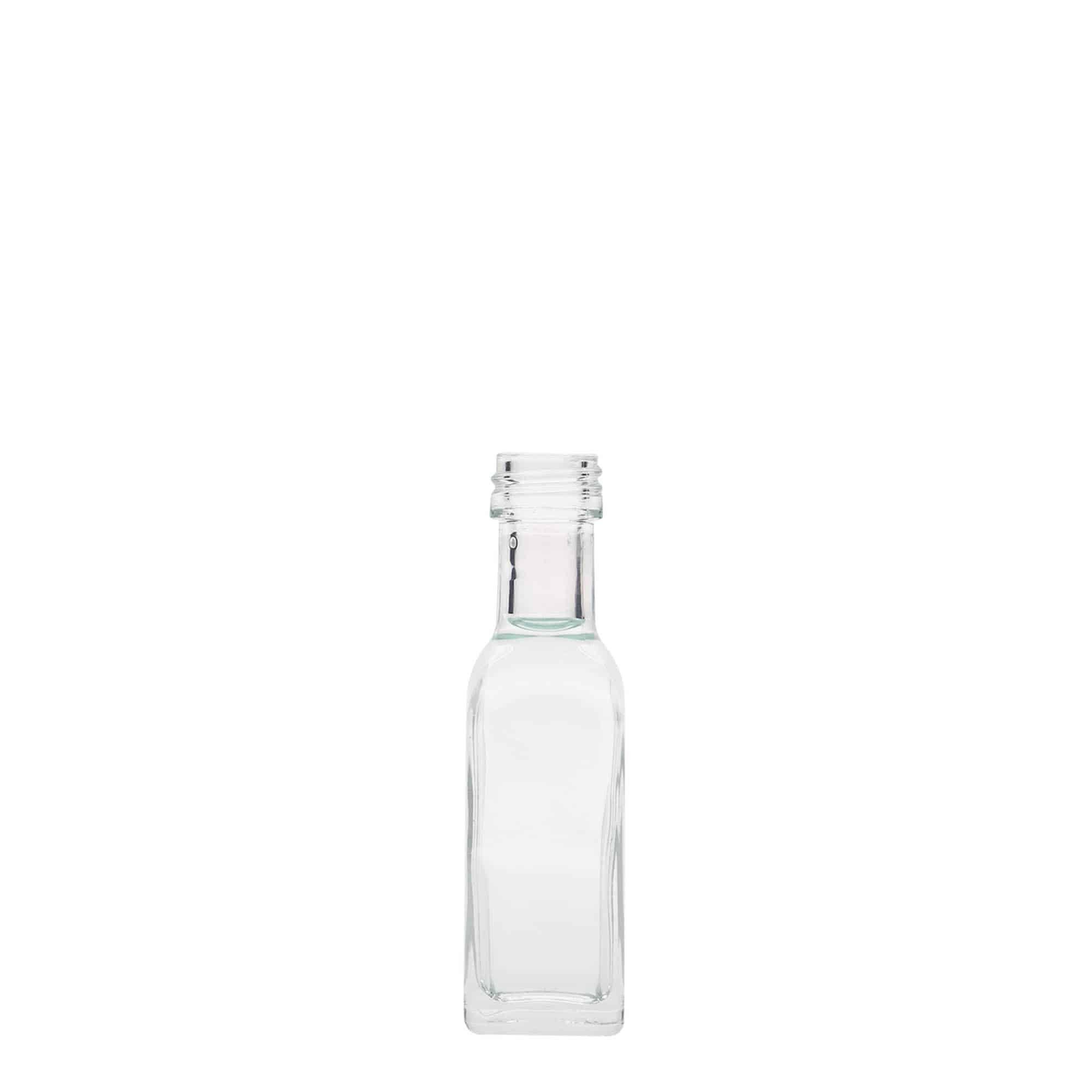 20 ml Glasflasche 'Marasca', quadratisch, Mündung: PP 18