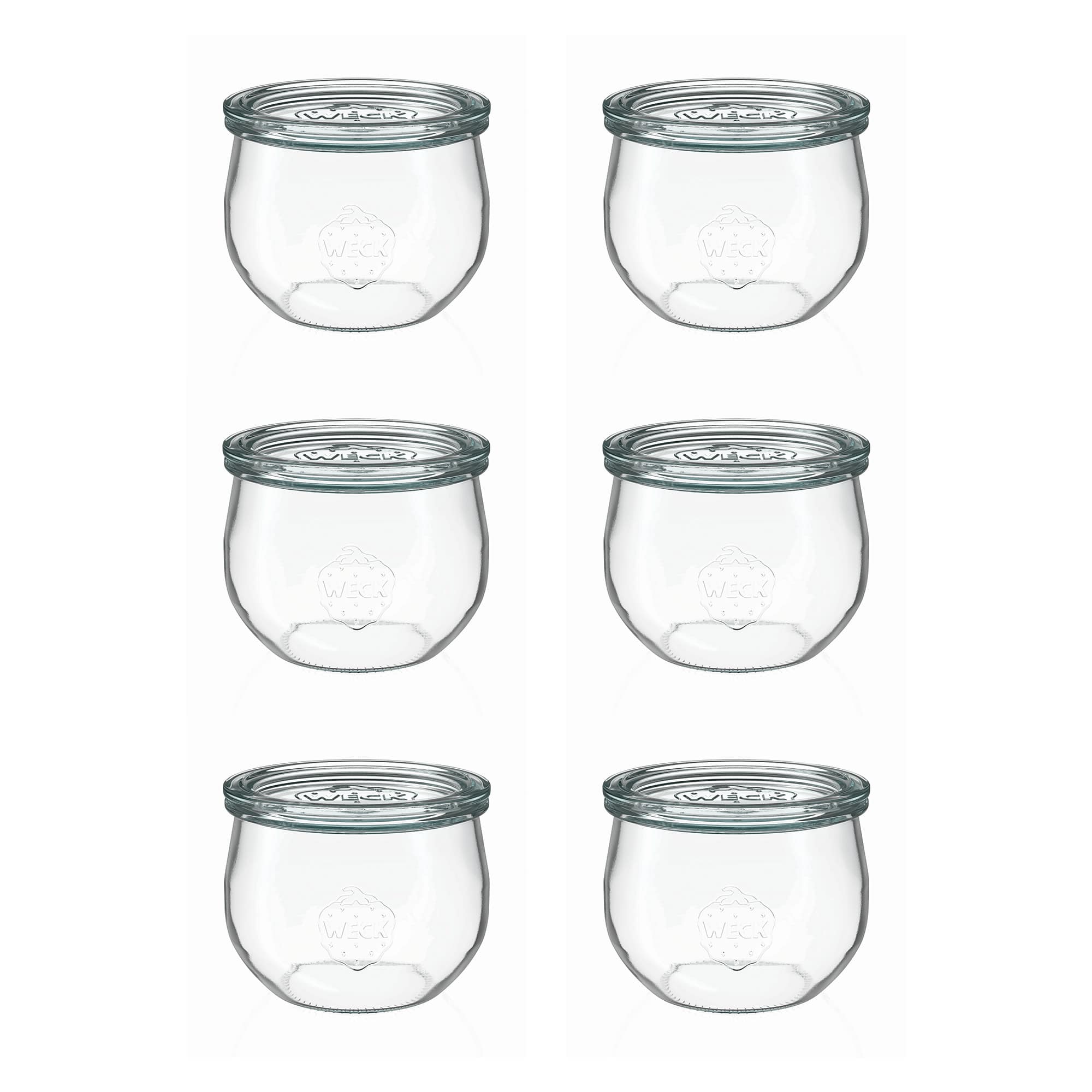 6x 580 ml WECK-Tulpenglas mit Glasdeckel RR 100