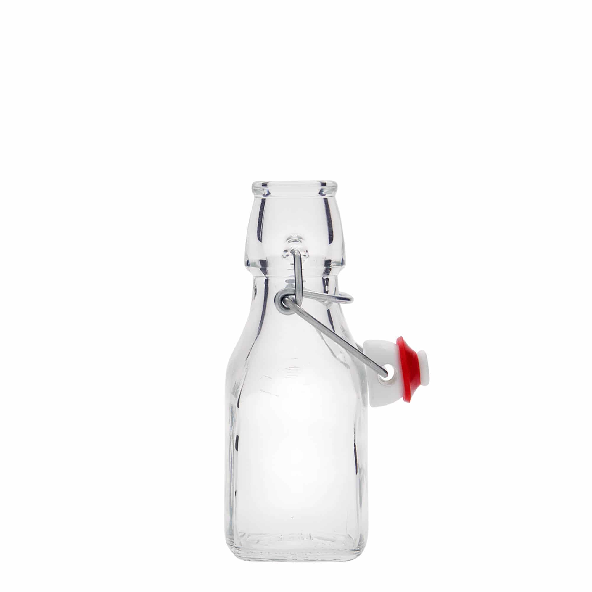 125 ml Glasflasche «Swing», quadratisch, Mündung: Bügelverschluss
