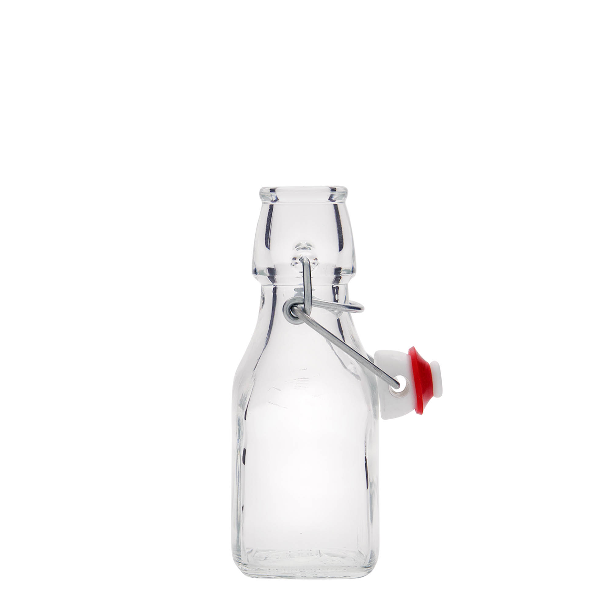 125 ml Glasflasche «Swing», quadratisch, Mündung: Bügelverschluss