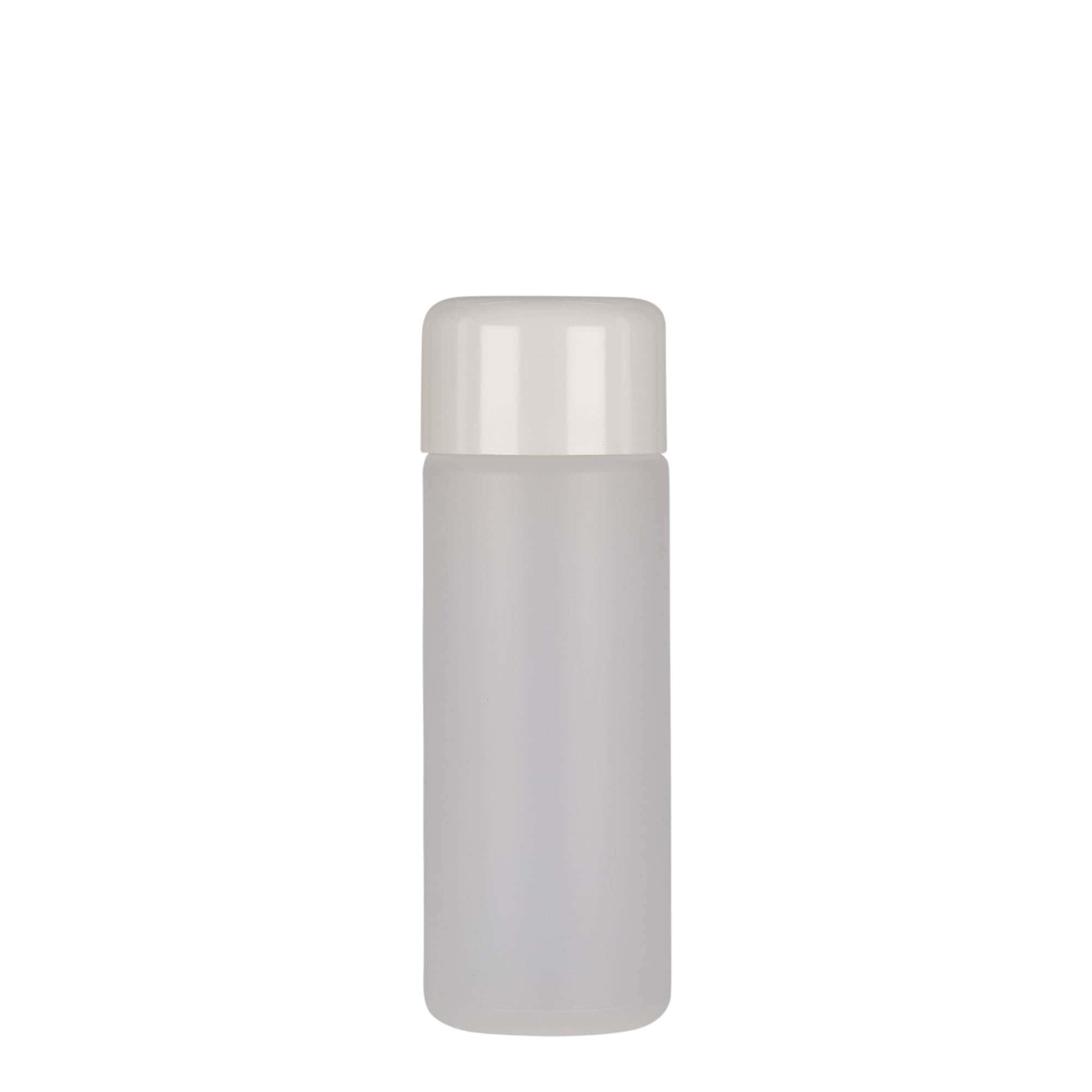 100 ml Rundflasche, PE-Kunststoff, natur, Mündung: Schraubverschluss