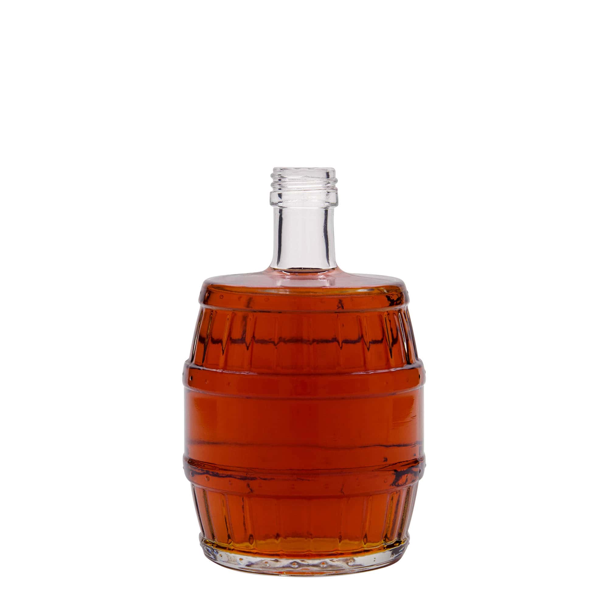 500 ml Glasflasche 'Fass', Mündung: PP 28 500 ml Glasflasche 'Fass', Mündung: PP 28