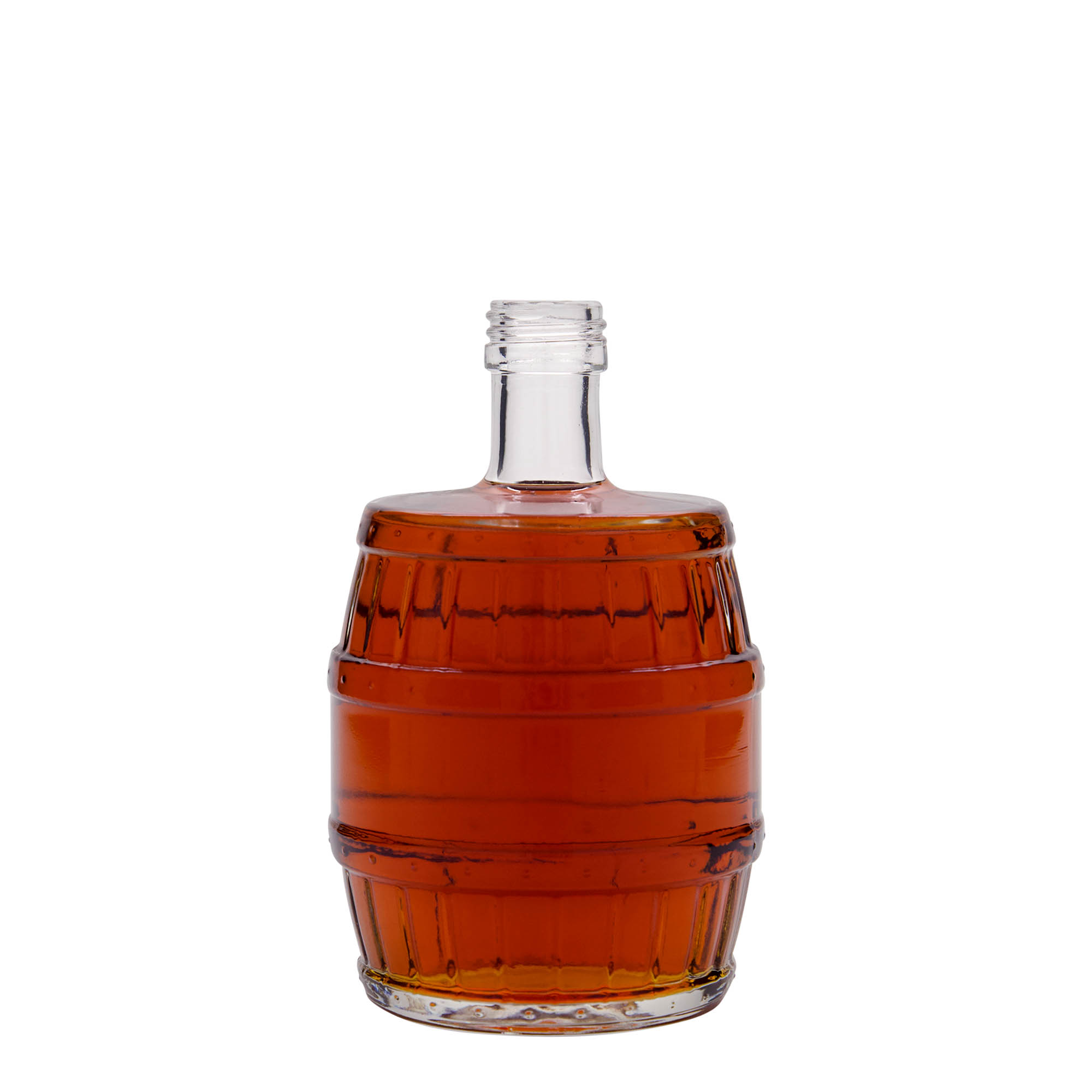 500 ml Glasflasche 'Fass', Mündung: PP 28 500 ml Glasflasche 'Fass', Mündung: PP 28