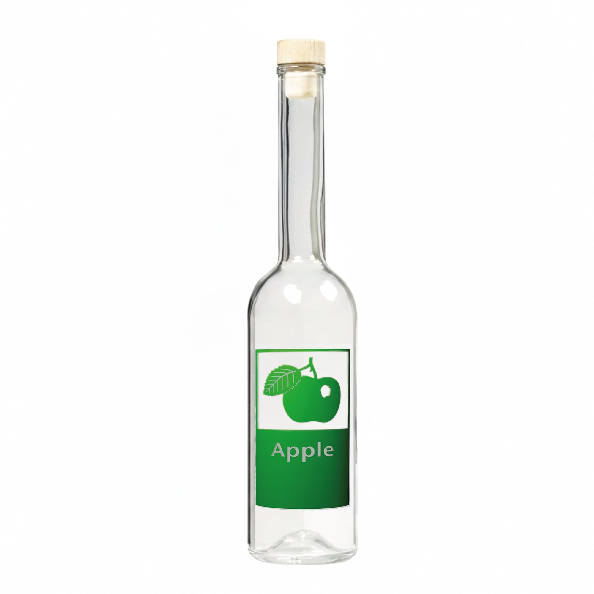 500 ml Glasflasche «Opera», Motiv: Apple, Mündung: Kork