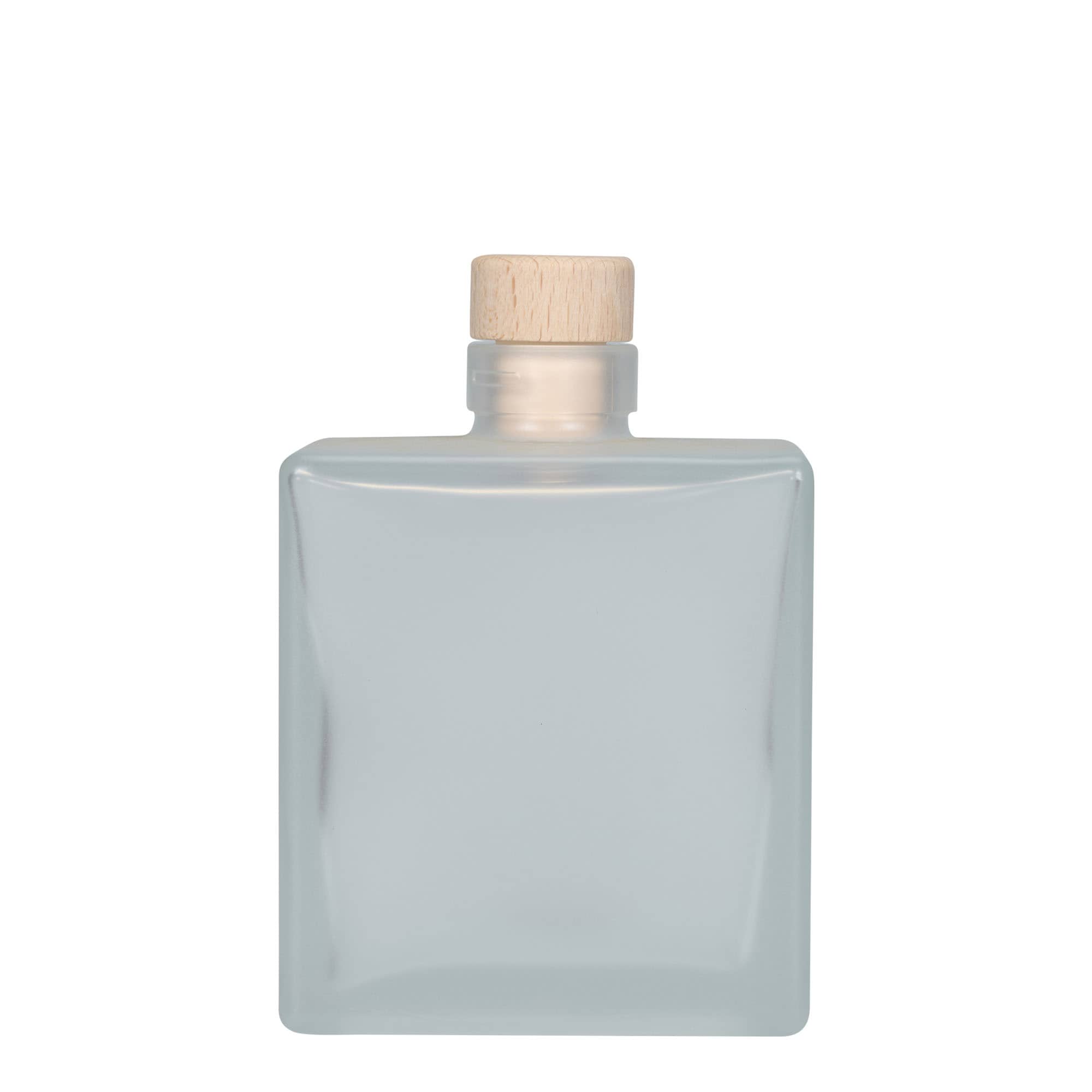 500 ml Glasflasche «Cube», quadratisch, geeist, Mündung: Kork