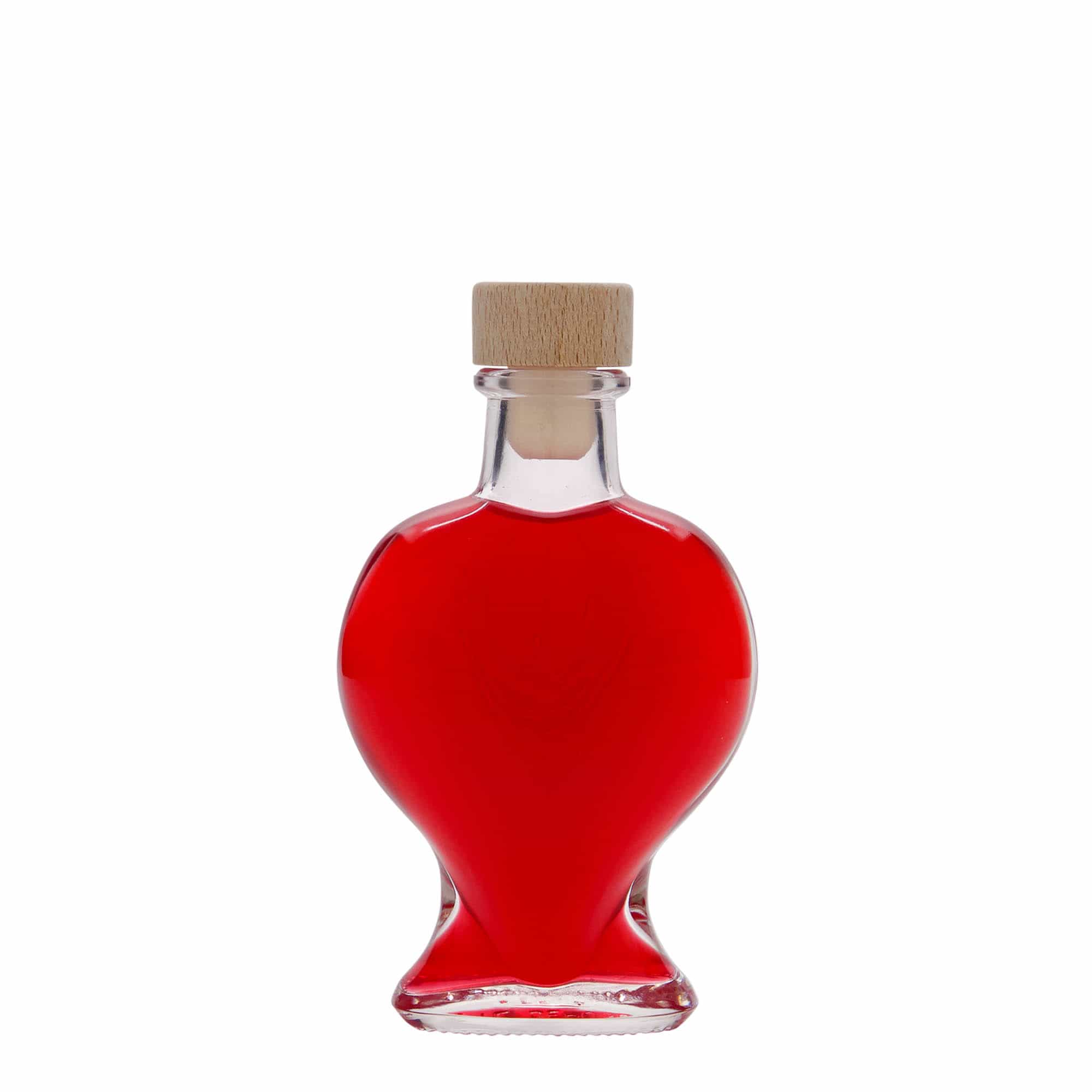 100 ml Glasflasche «Herz», Mündung: Kork