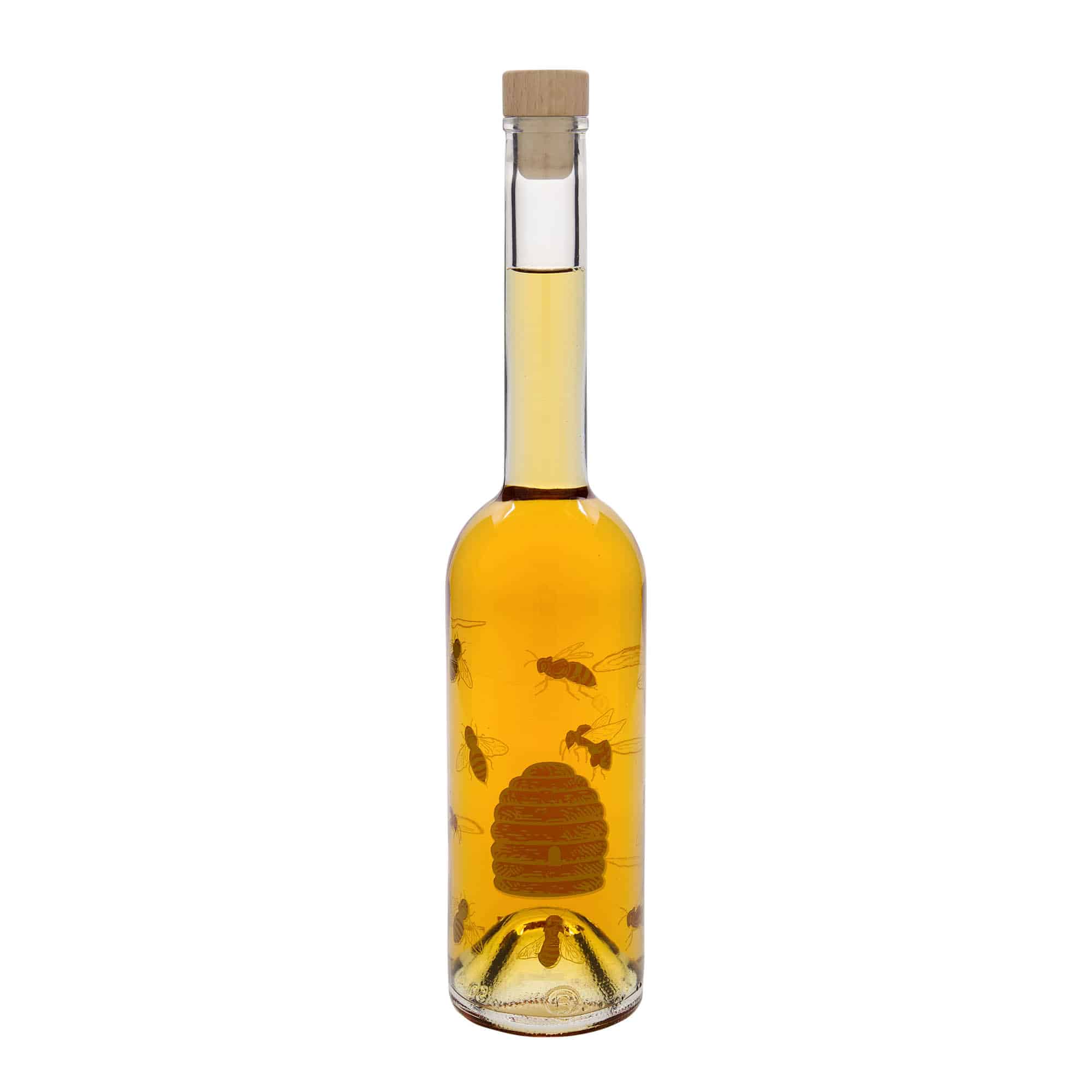 500 ml Glasflasche «Opera», Motiv: Bienen, Mündung: Kork