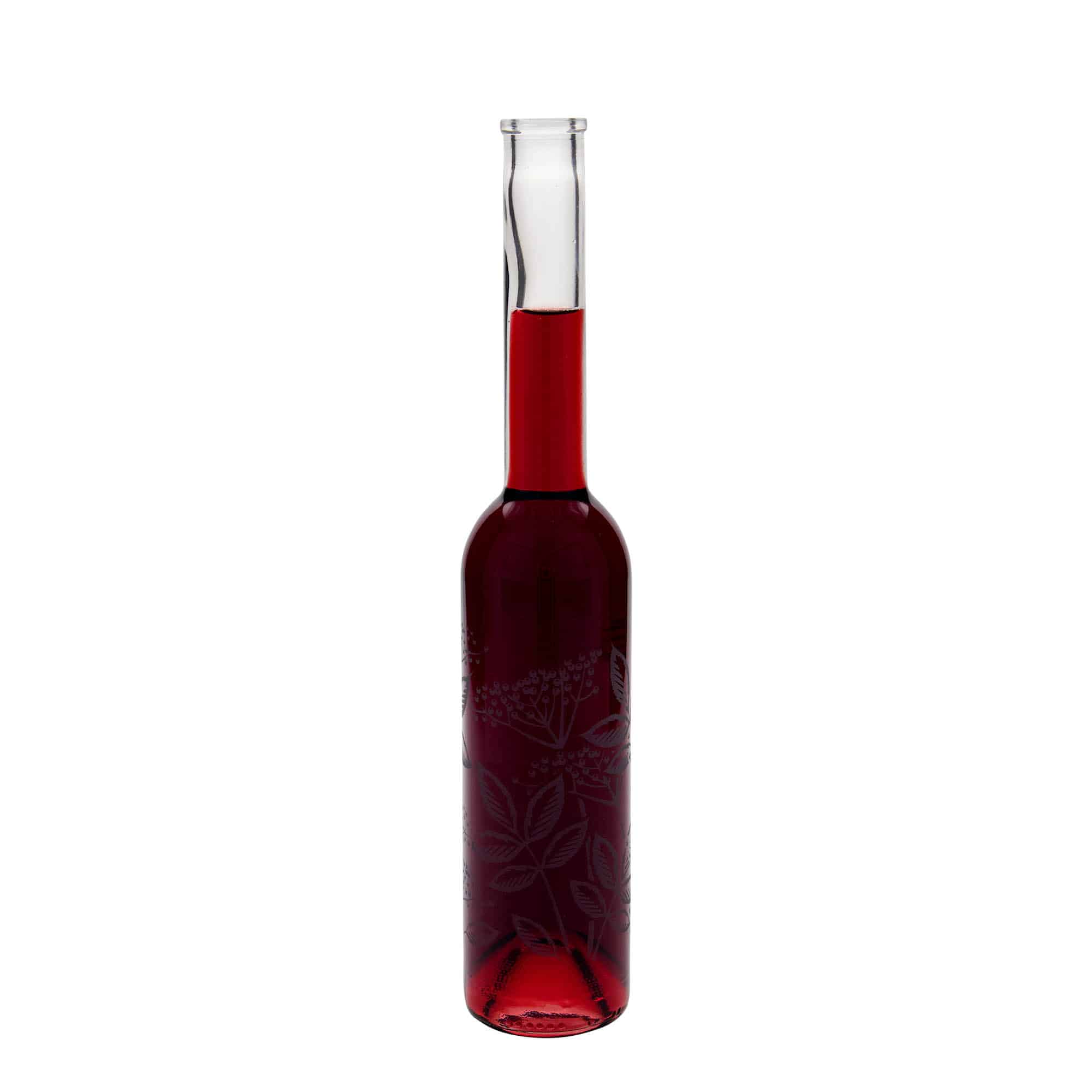 350 ml Glasflasche «Opera», Motiv: Holunder, Mündung: Kork
