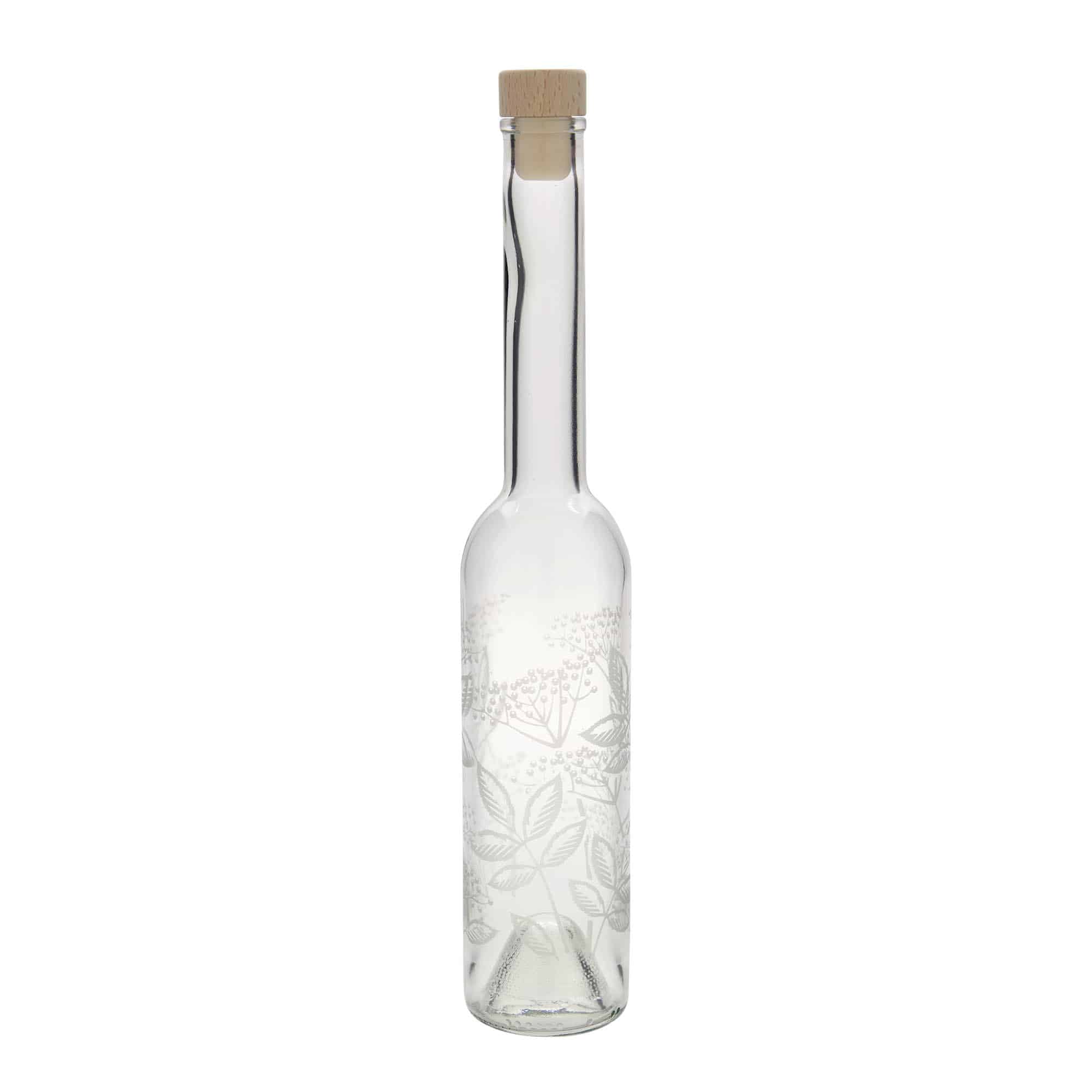 350 ml Glasflasche «Opera», Motiv: Holunder, Mündung: Kork