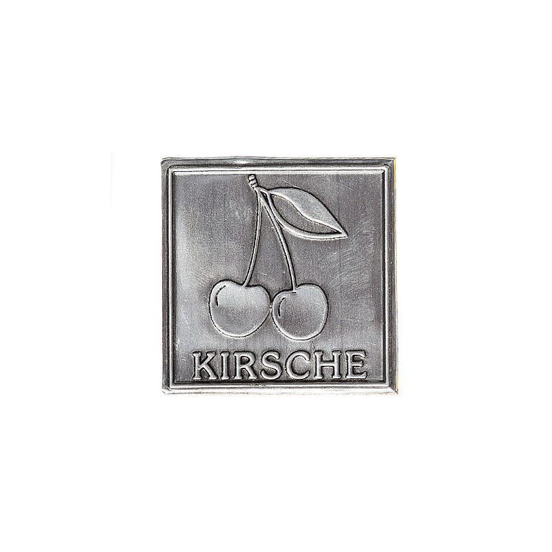 Zinnetikett 'Kirsche', quadratisch, Metall, silber Zinnetikett 'Kirsche', quadratisch, Metall, silber