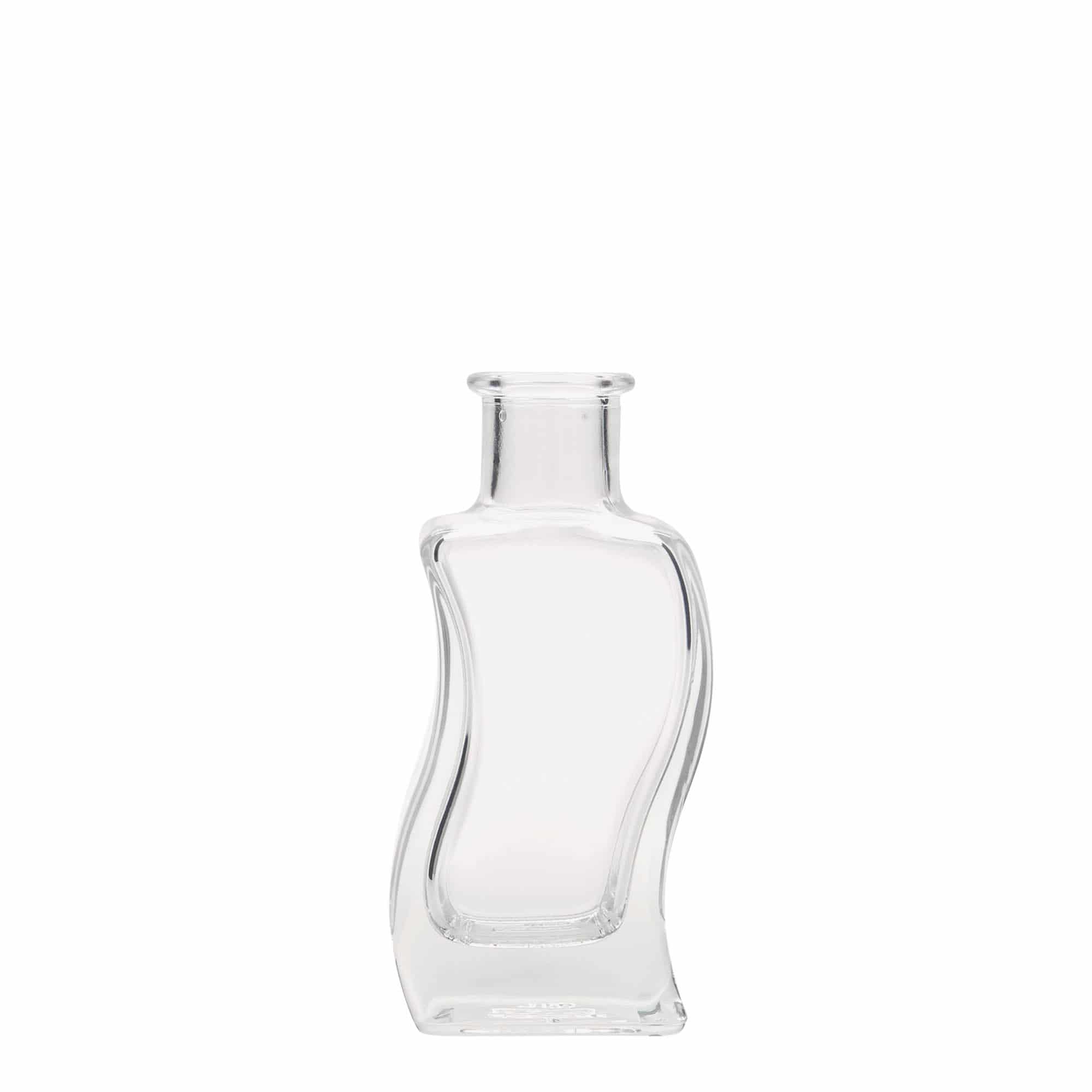 100 ml Glasflasche 'Welle', quadratisch, Mündung: Kork 100 ml Glasflasche 'Welle', quadratisch, Mündung: Kork