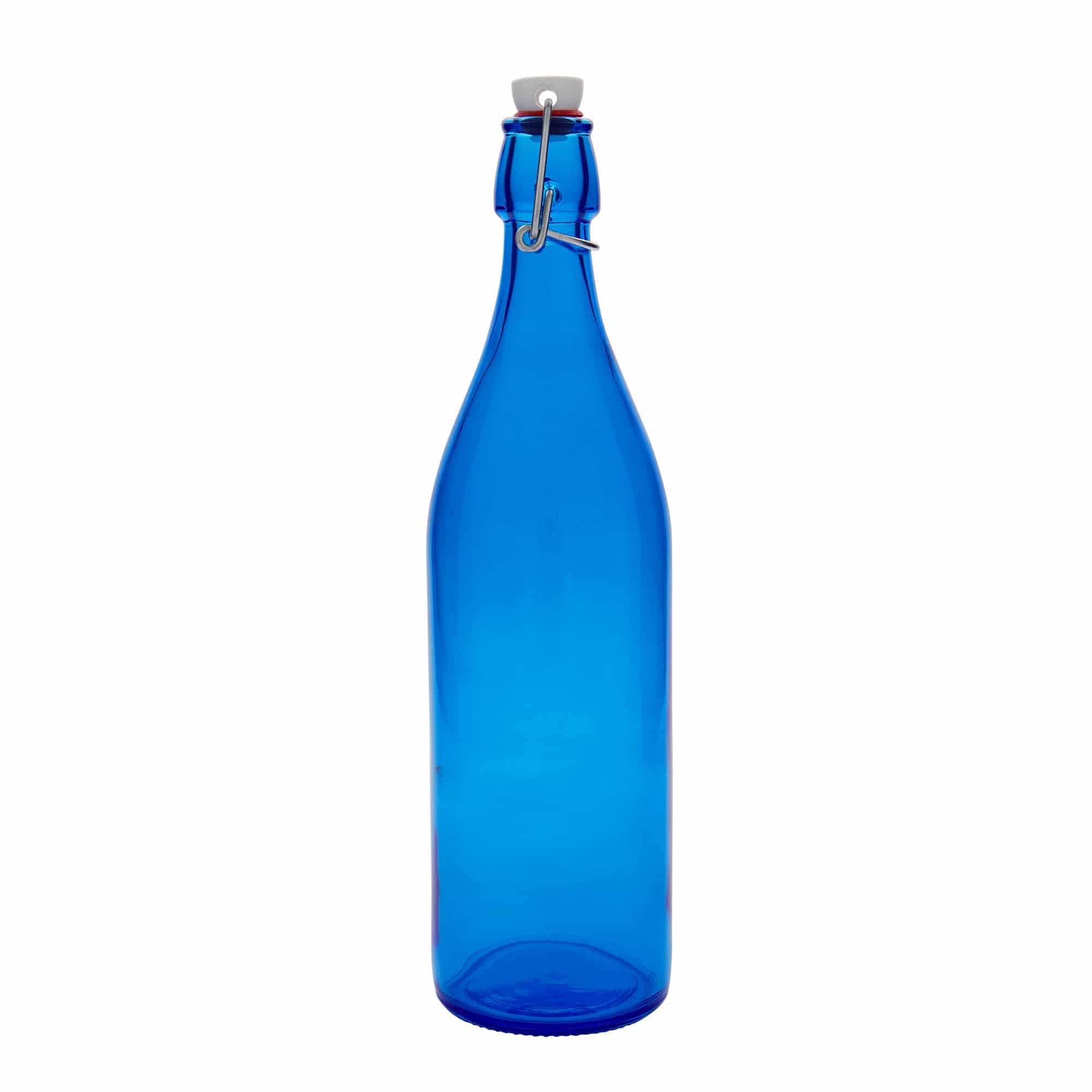 1.000 ml Glasflasche «Giara», blau, Mündung: Bügelverschluss