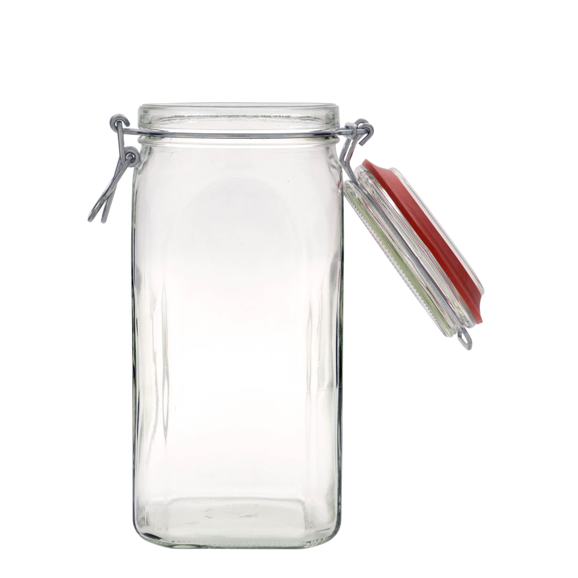 1.540 ml Drahtbügelglas, quadratisch, Mündung: Drahtbügelverschluss 1.540 ml Drahtbügelglas, quadratisch, Mündung: Drahtbügelverschluss