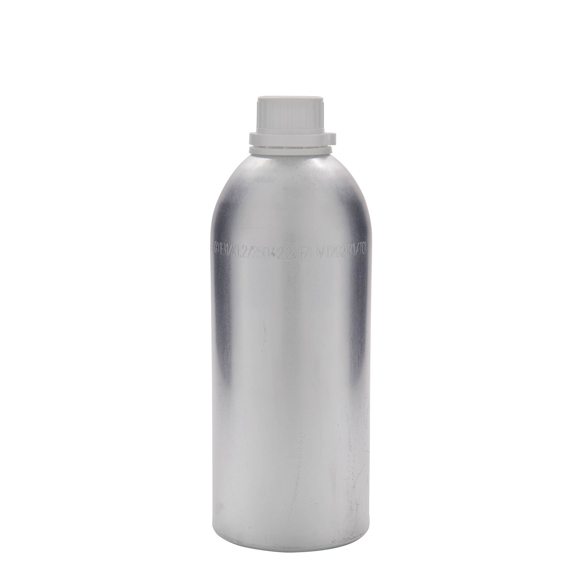1100 ml Aluminiumflasche, Metall, silber, Mündung: DIN 32