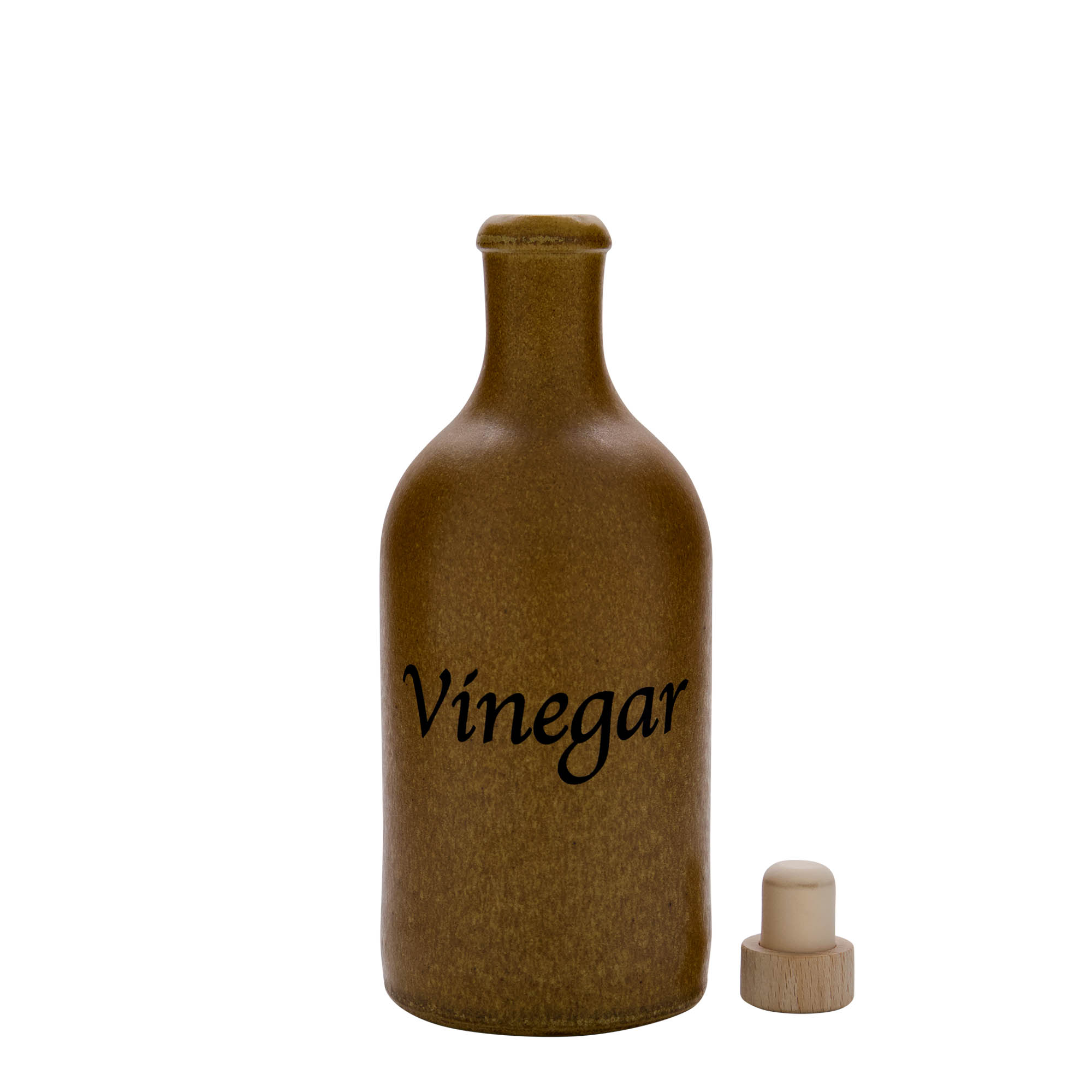 500 ml Tonkrug, Motiv: Vinegar, Steinzeug, braun-kristall, Mündung: Kork 500 ml Tonkrug, Motiv: Vinegar, Steinzeug, braun-kristall, Mündung: Kork