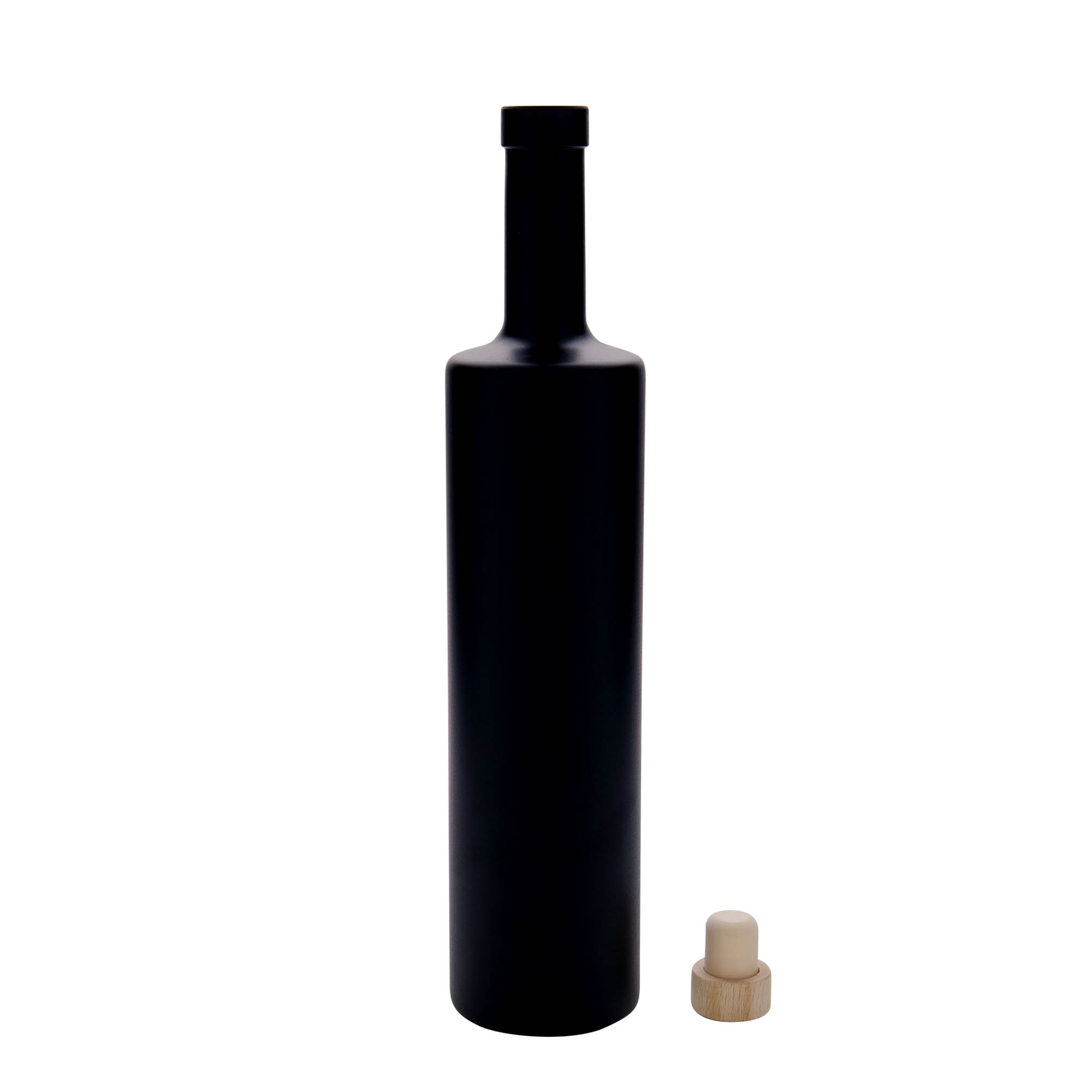 700 ml Glasflasche 'Centurio', schwarz, Mündung: Kork